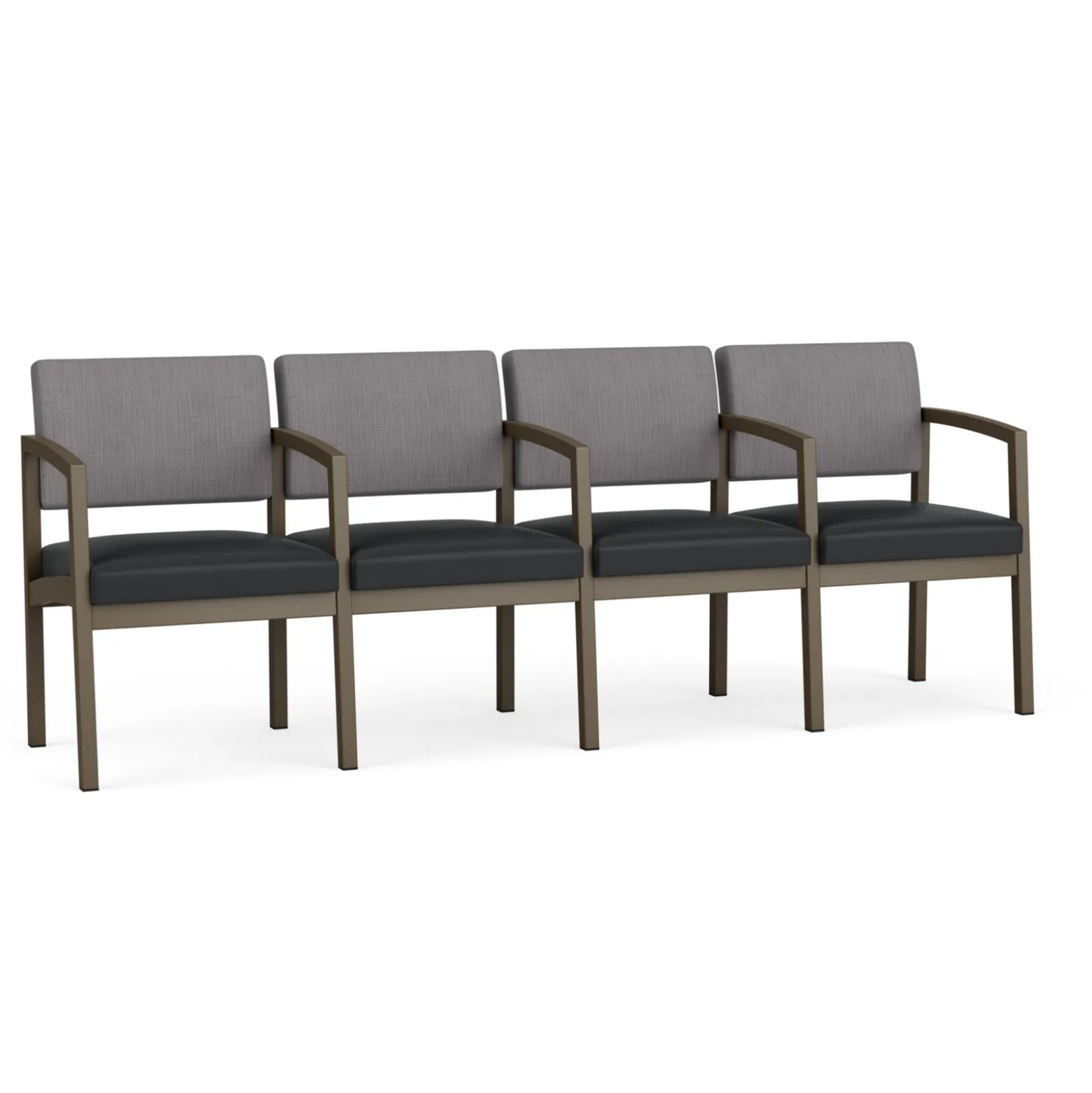 New Castle Steel 4 Seat Guest Chair w/Center Arms with Designer Upholstery
