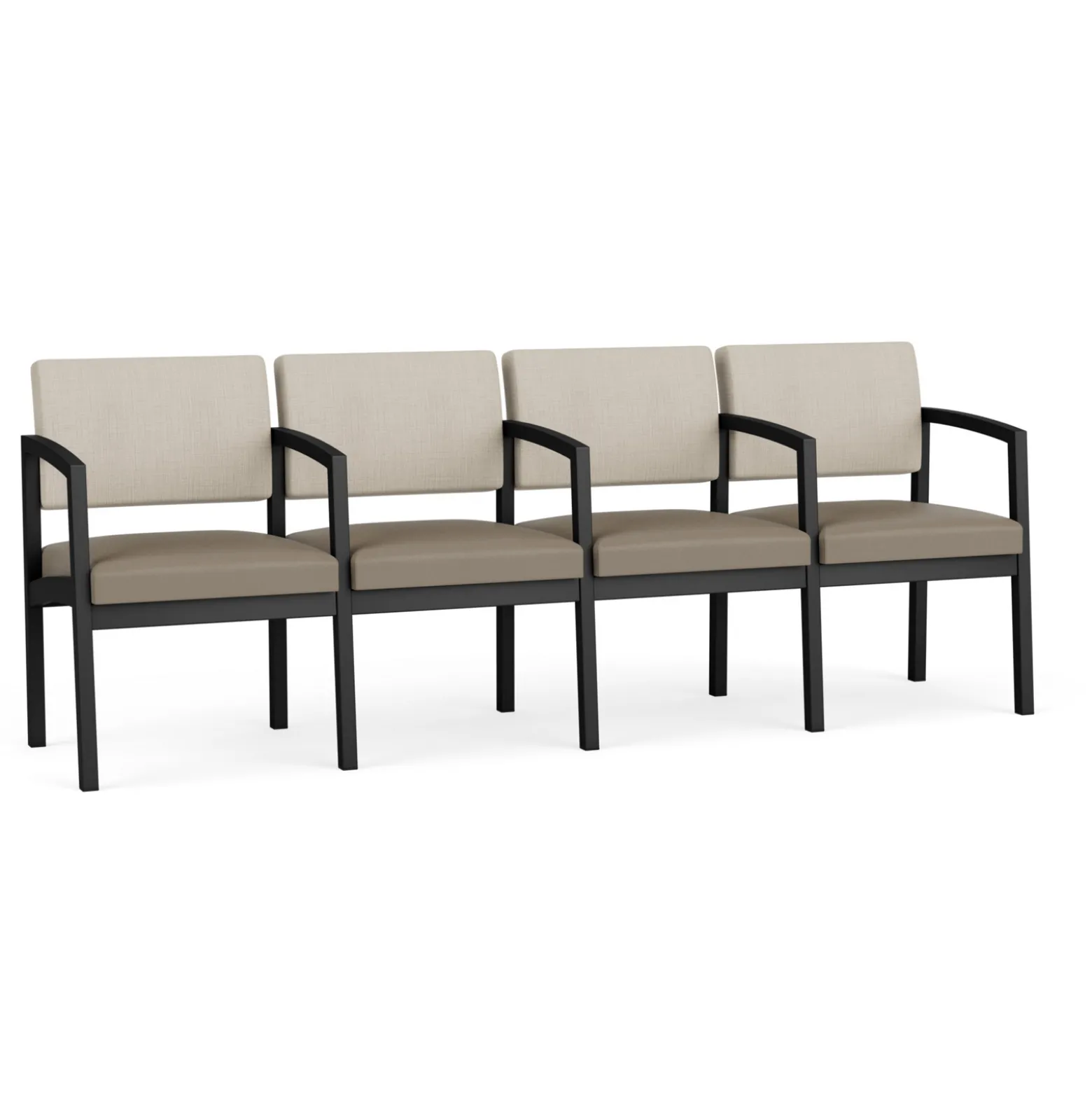 New Castle Steel 4 Seat Guest Chair w/Center Arms with Designer Upholstery