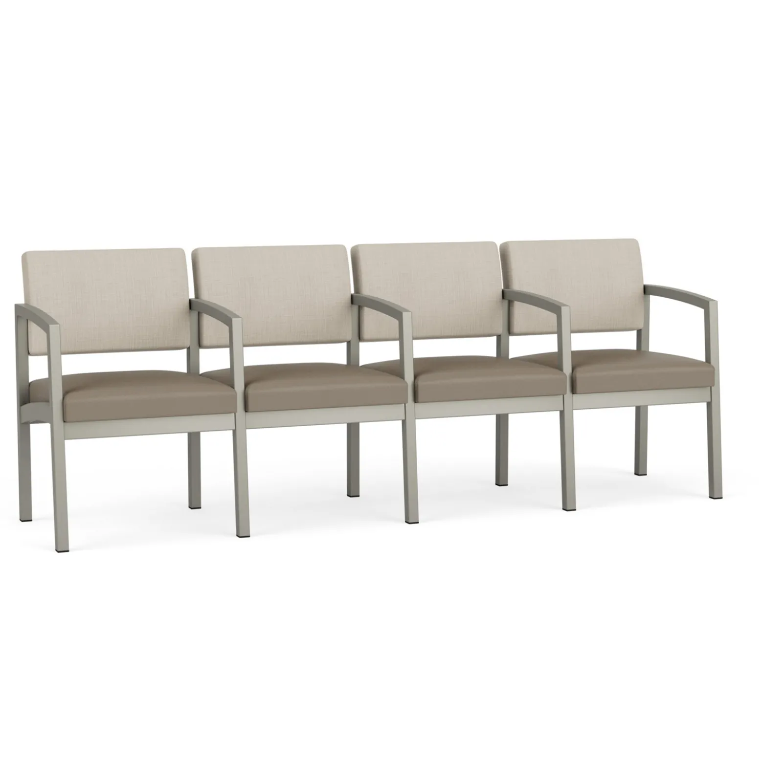 New Castle Steel 4 Seat Guest Chair w/Center Arms with Designer Upholstery