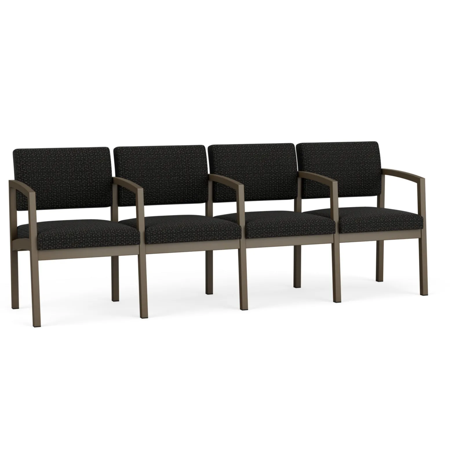 New Castle Steel 4 Seat Guest Chair w/Center Arms with Designer Upholstery