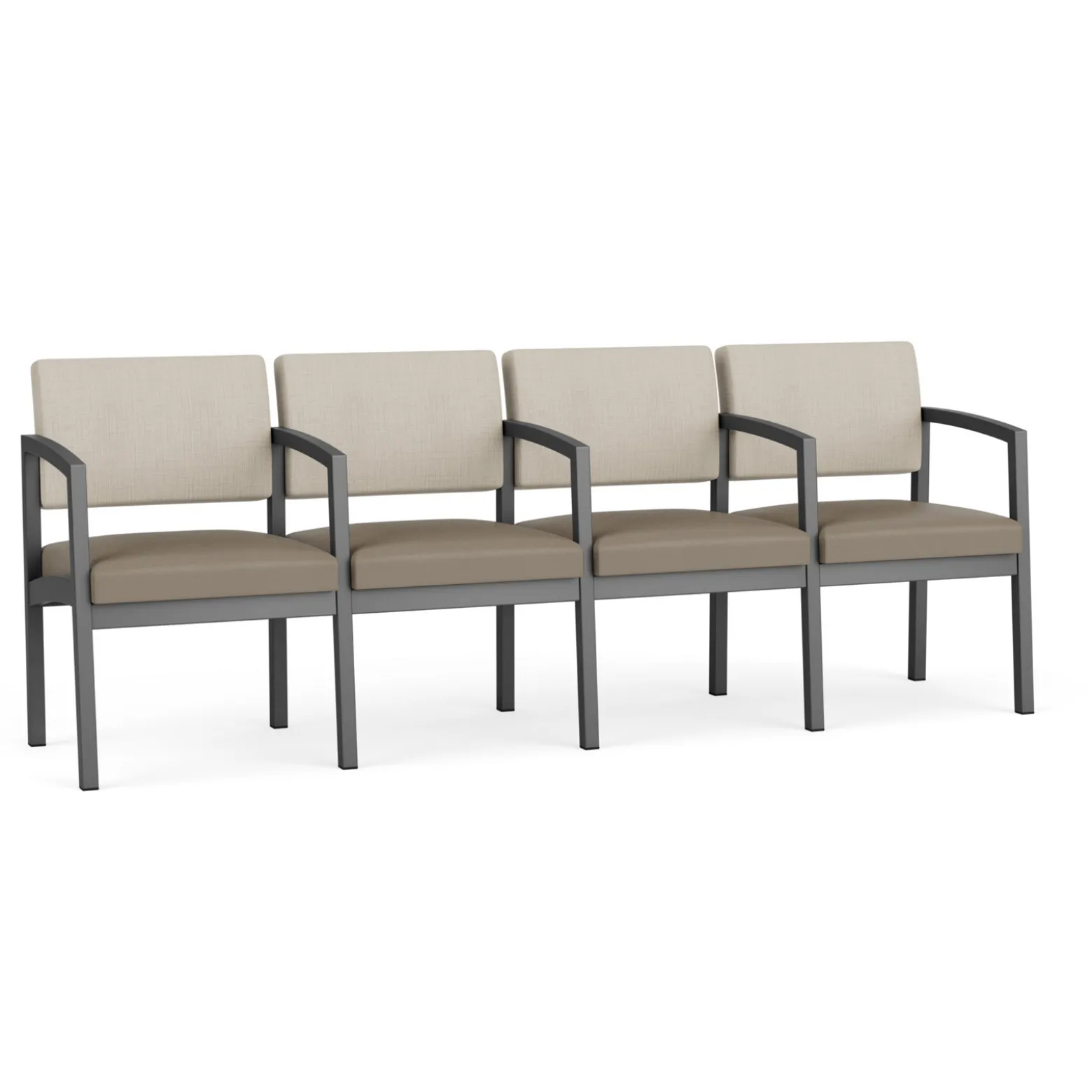New Castle Steel 4 Seat Guest Chair w/Center Arms with Designer Upholstery