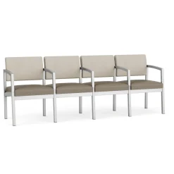 New Castle Steel 4 Seat Guest Chair w/Center Arms with Designer Upholstery