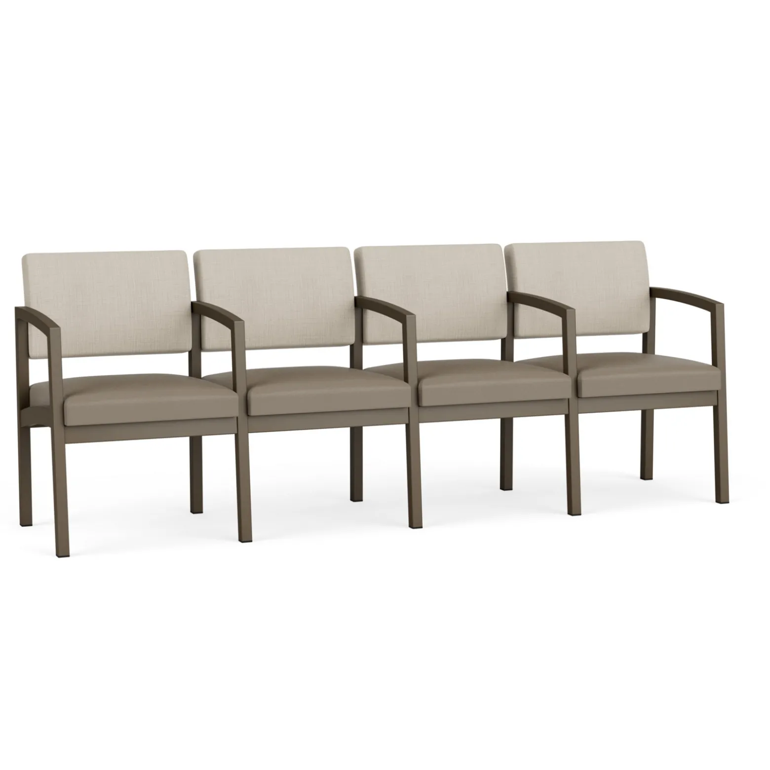 New Castle Steel 4 Seat Guest Chair w/Center Arms with Designer Upholstery