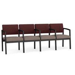 New Castle Steel 4 Seat Guest Chair w/Center Arms with Designer Upholstery