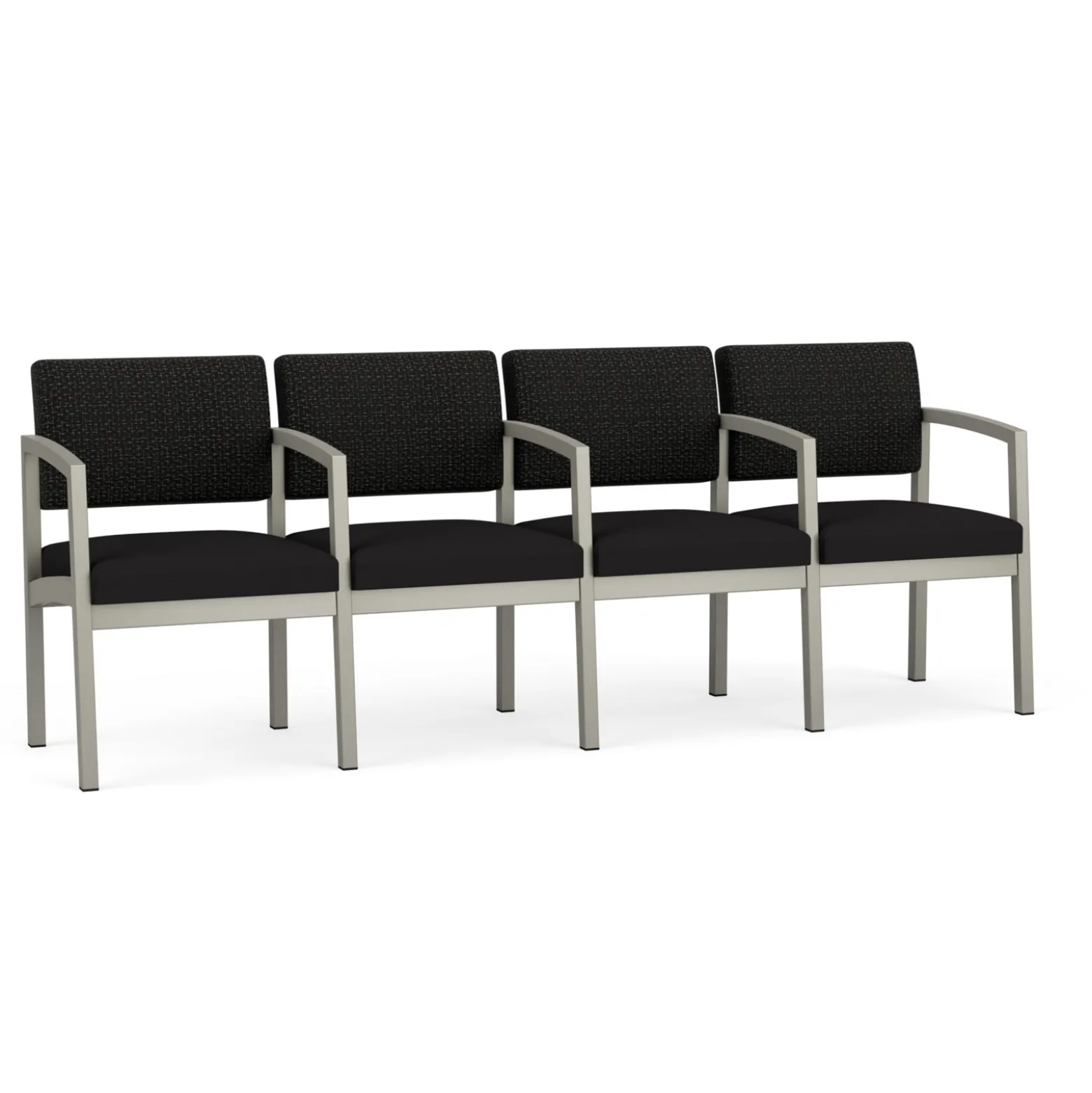 New Castle Steel 4 Seat Guest Chair w/Center Arms with Designer Upholstery