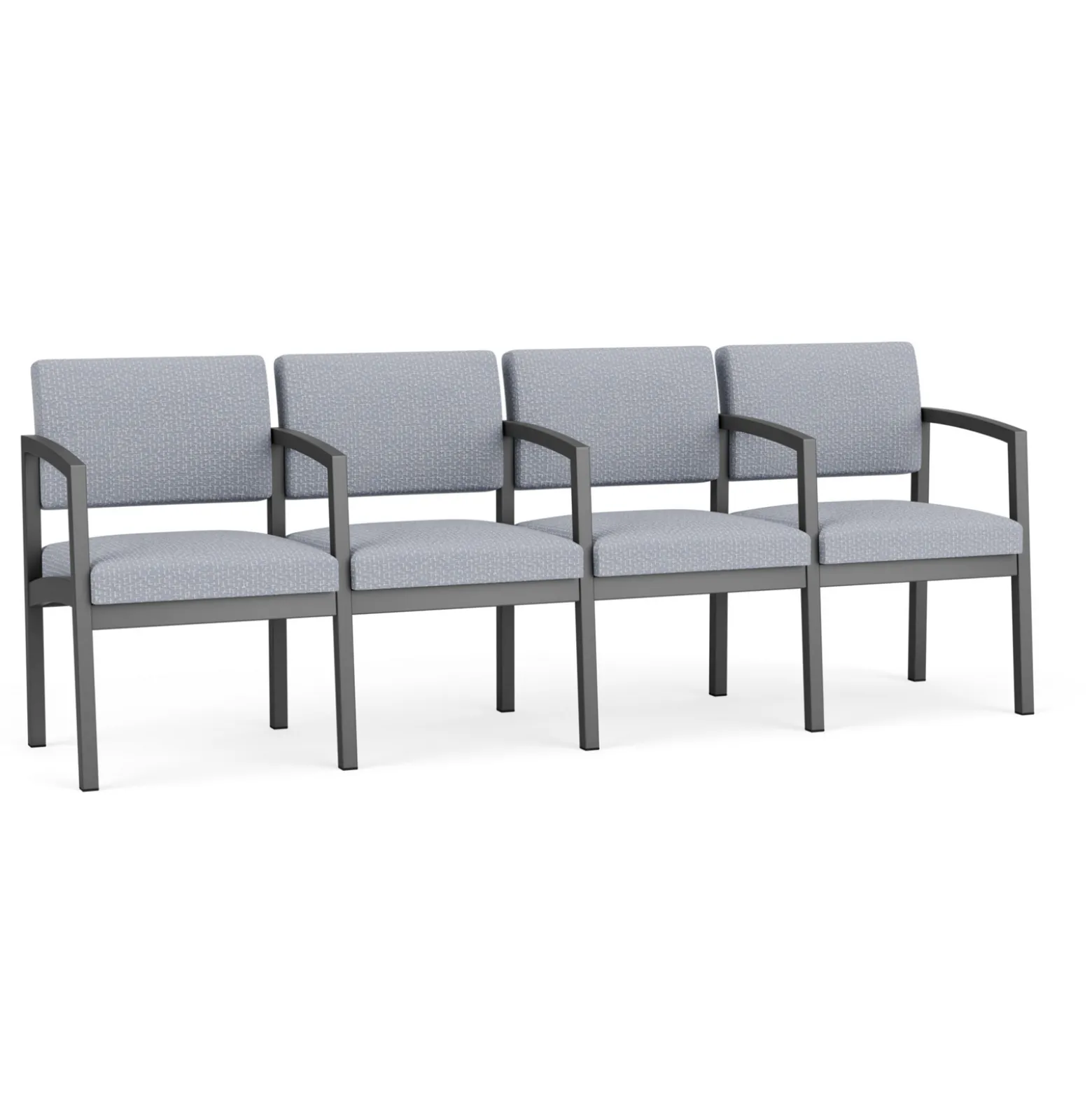 New Castle Steel 4 Seat Guest Chair w/Center Arms with Designer Upholstery