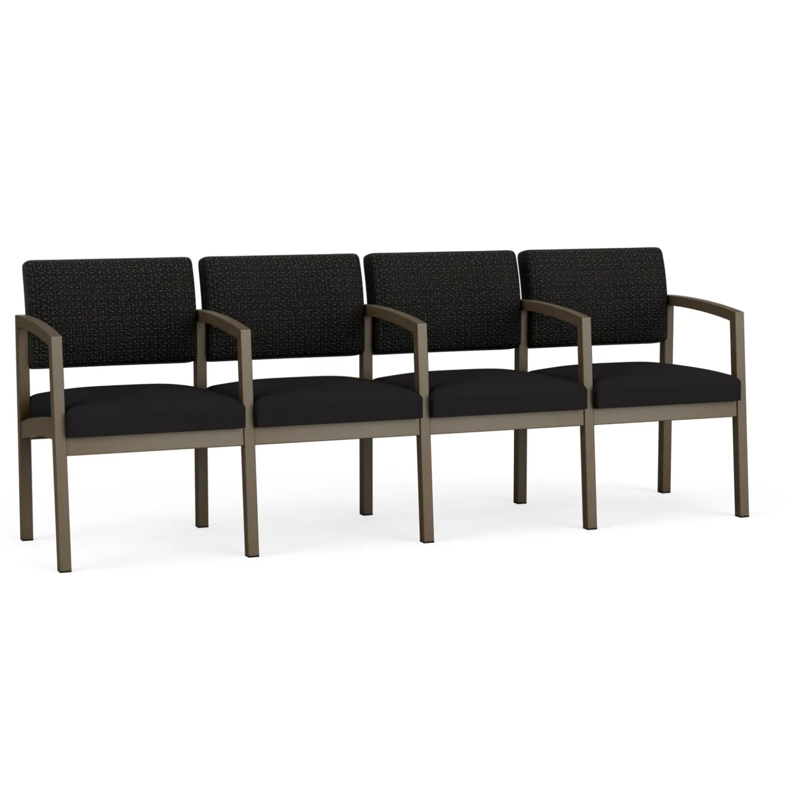 New Castle Steel 4 Seat Guest Chair w/Center Arms with Designer Upholstery