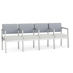 New Castle Steel 4 Seat Guest Chair w/Center Arms with Designer Upholstery