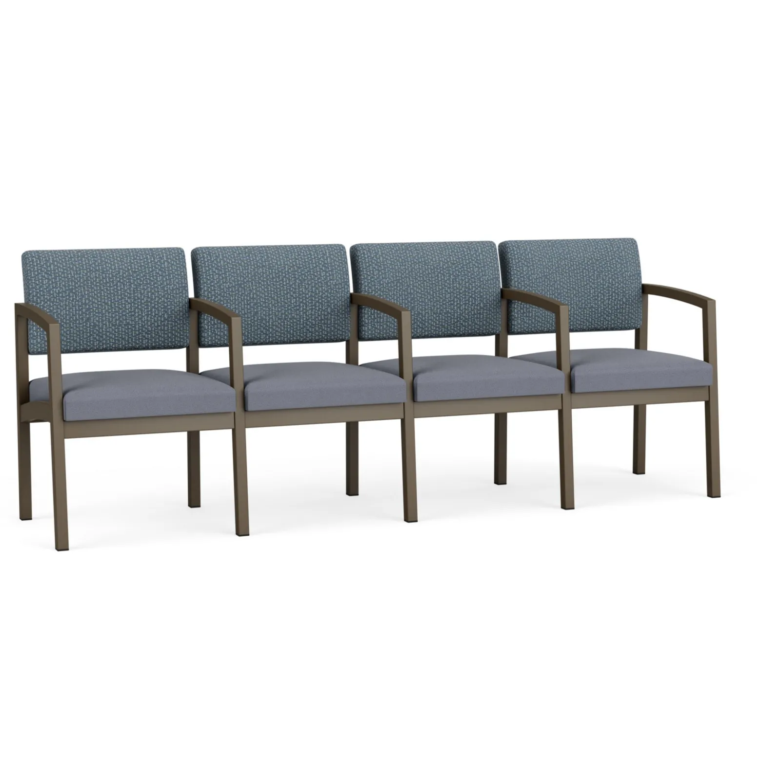 New Castle Steel 4 Seat Guest Chair w/Center Arms with Designer Upholstery