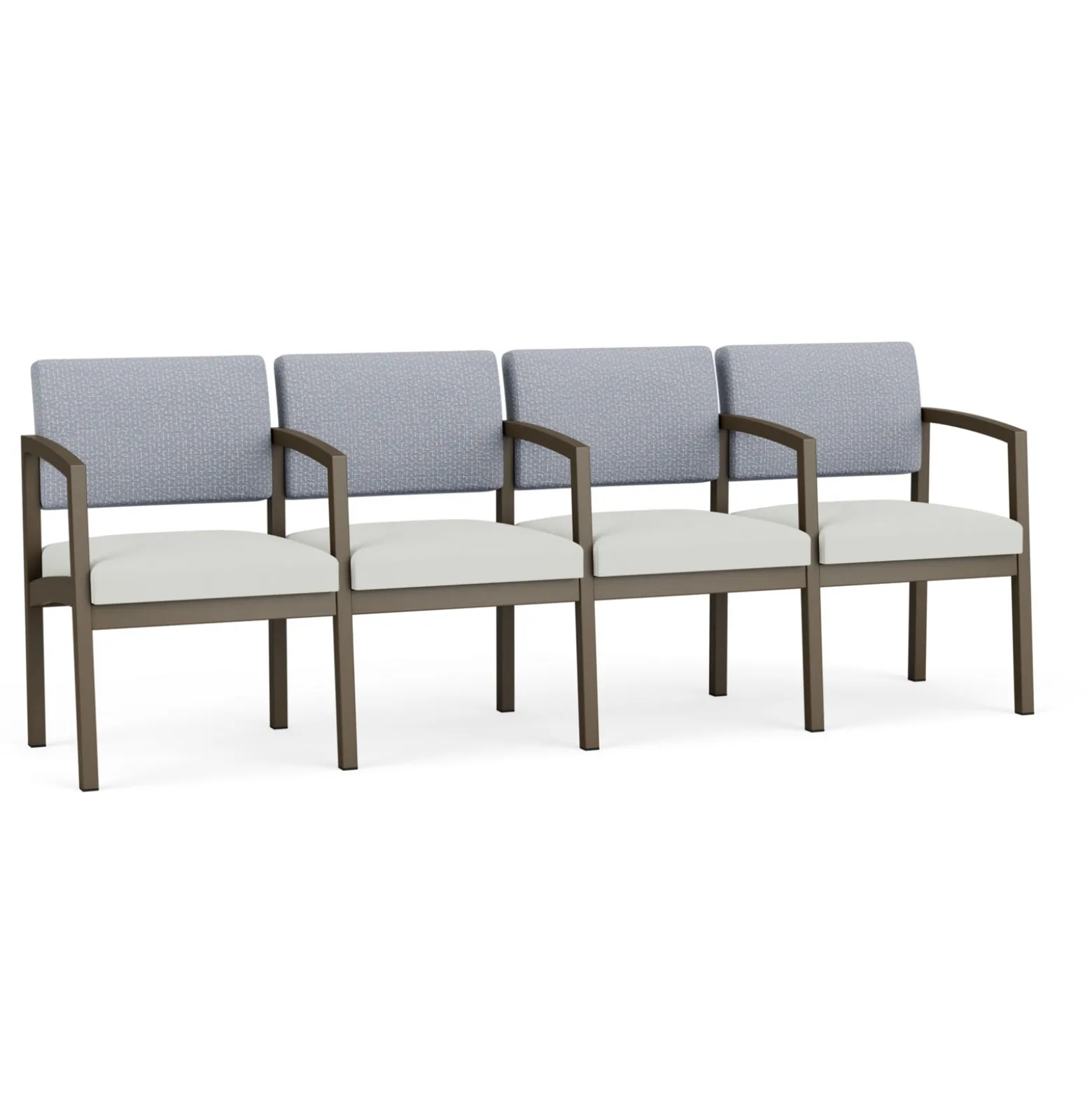 New Castle Steel 4 Seat Guest Chair w/Center Arms with Designer Upholstery
