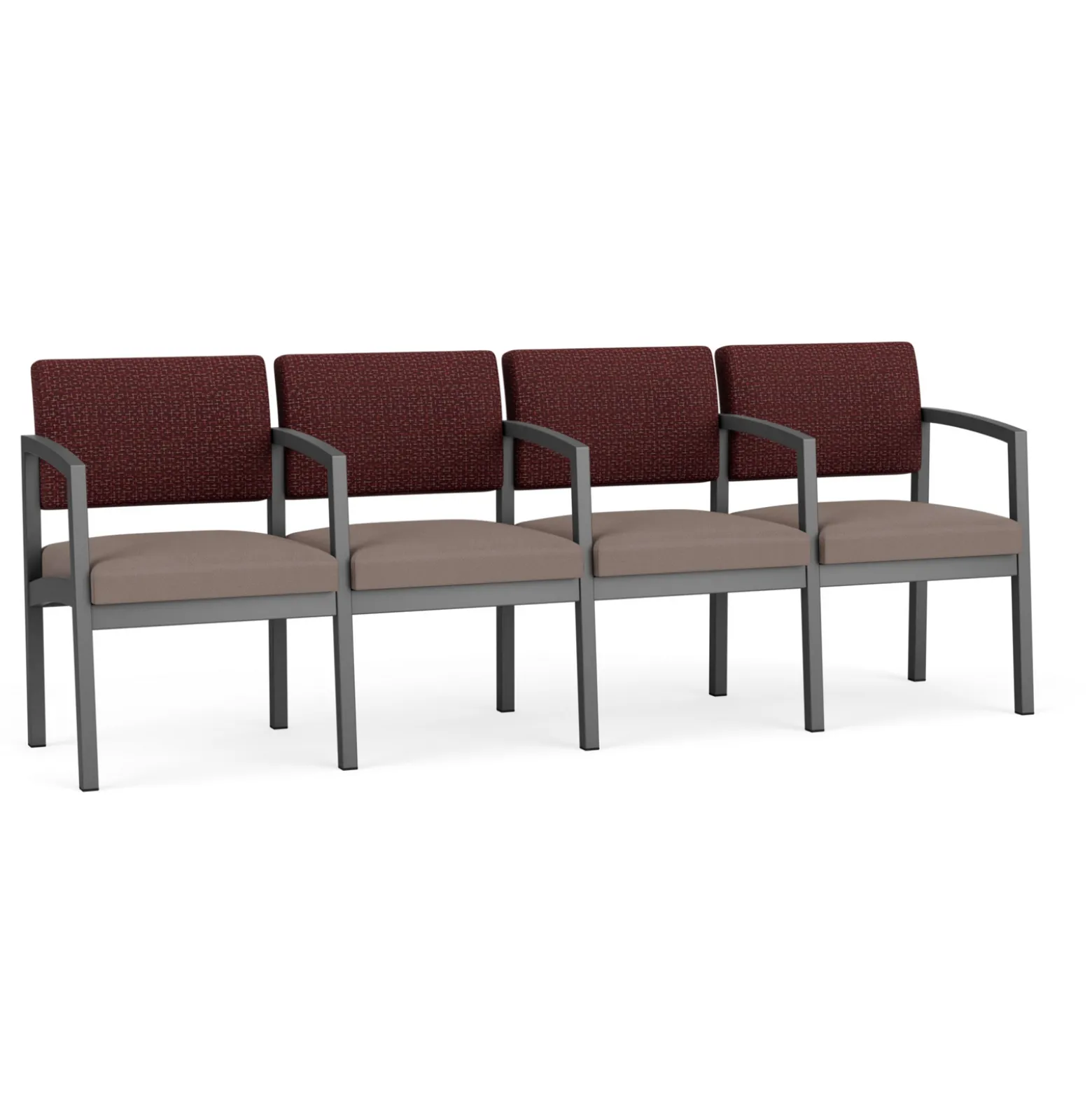 New Castle Steel 4 Seat Guest Chair w/Center Arms with Designer Upholstery
