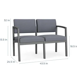 New Castle Steel 2 Seat Sofa with Standard Upholstery