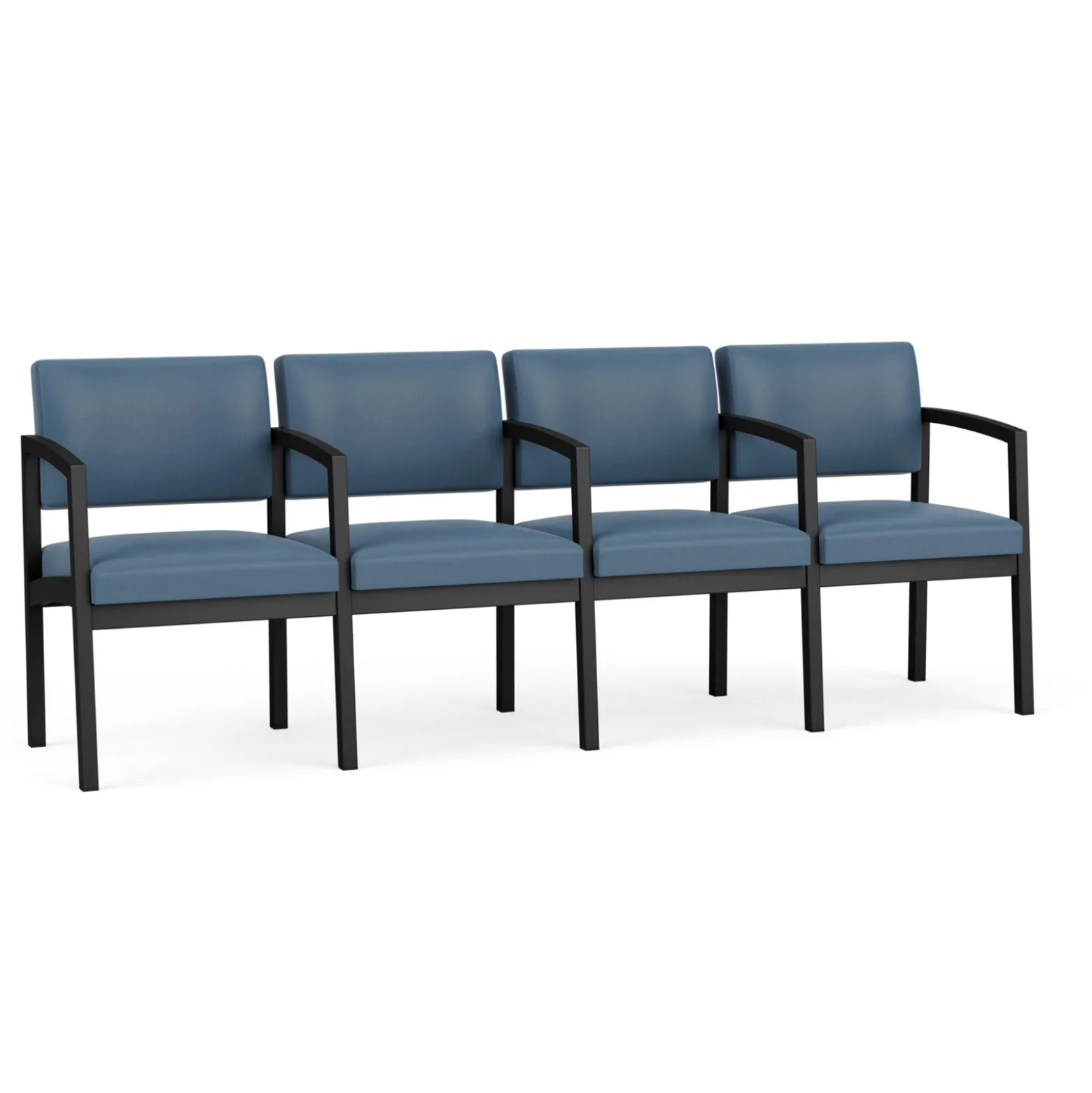 New Castle Steel Four Seat Guest Chair with Center Arms in Standard Upholstery