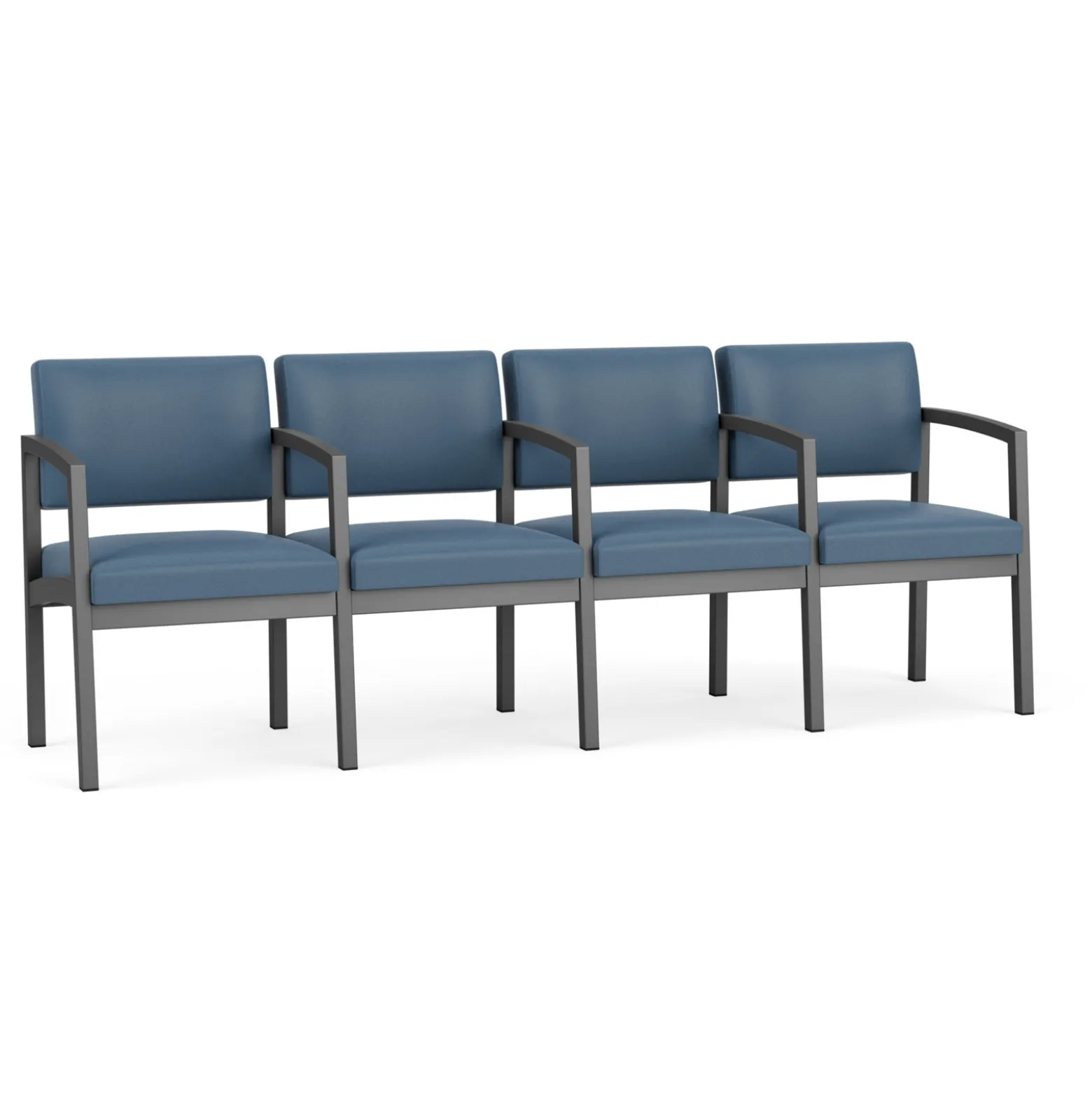 New Castle Steel Four Seat Guest Chair with Center Arms in Standard Upholstery