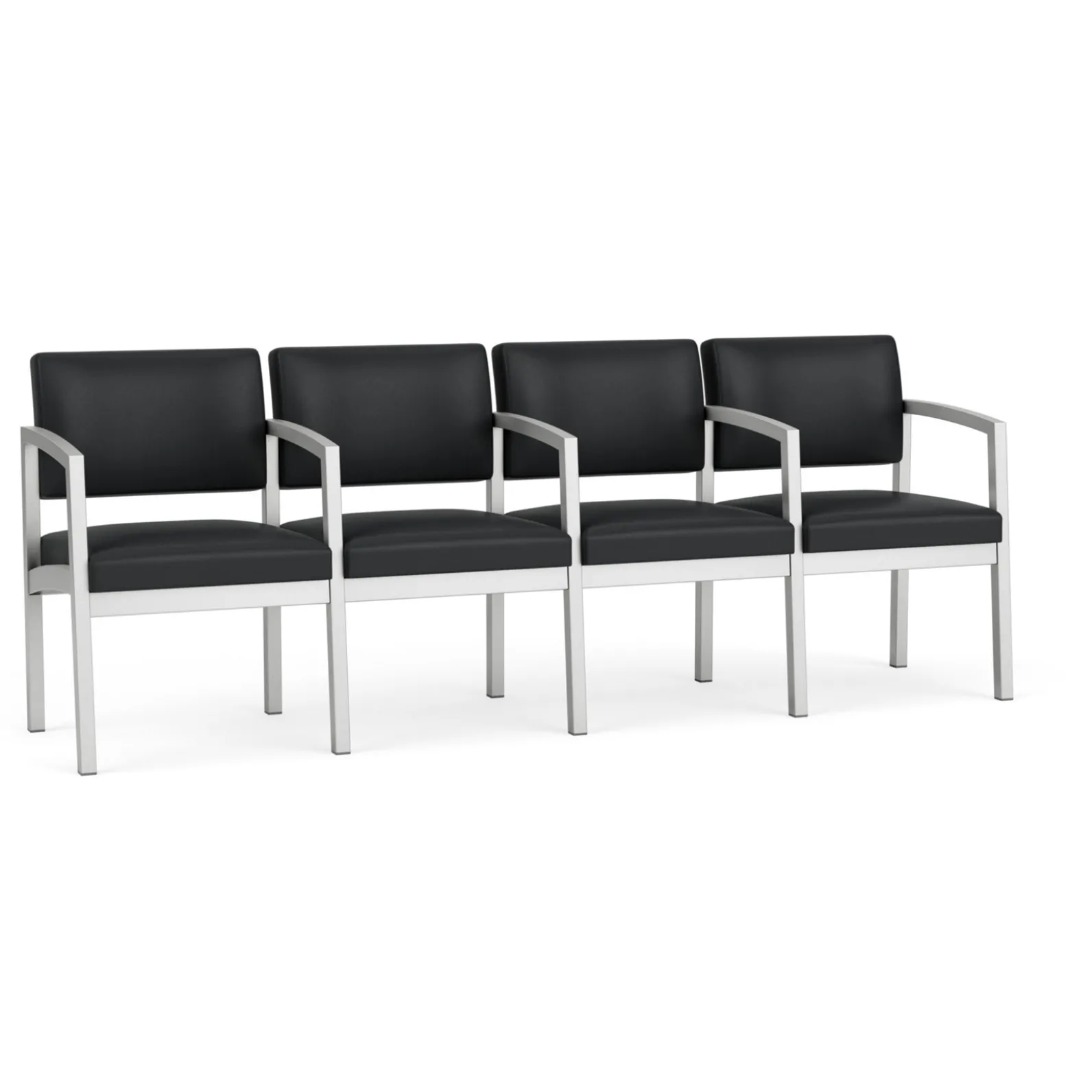 New Castle Steel Four Seat Guest Chair with Center Arms in Standard Upholstery