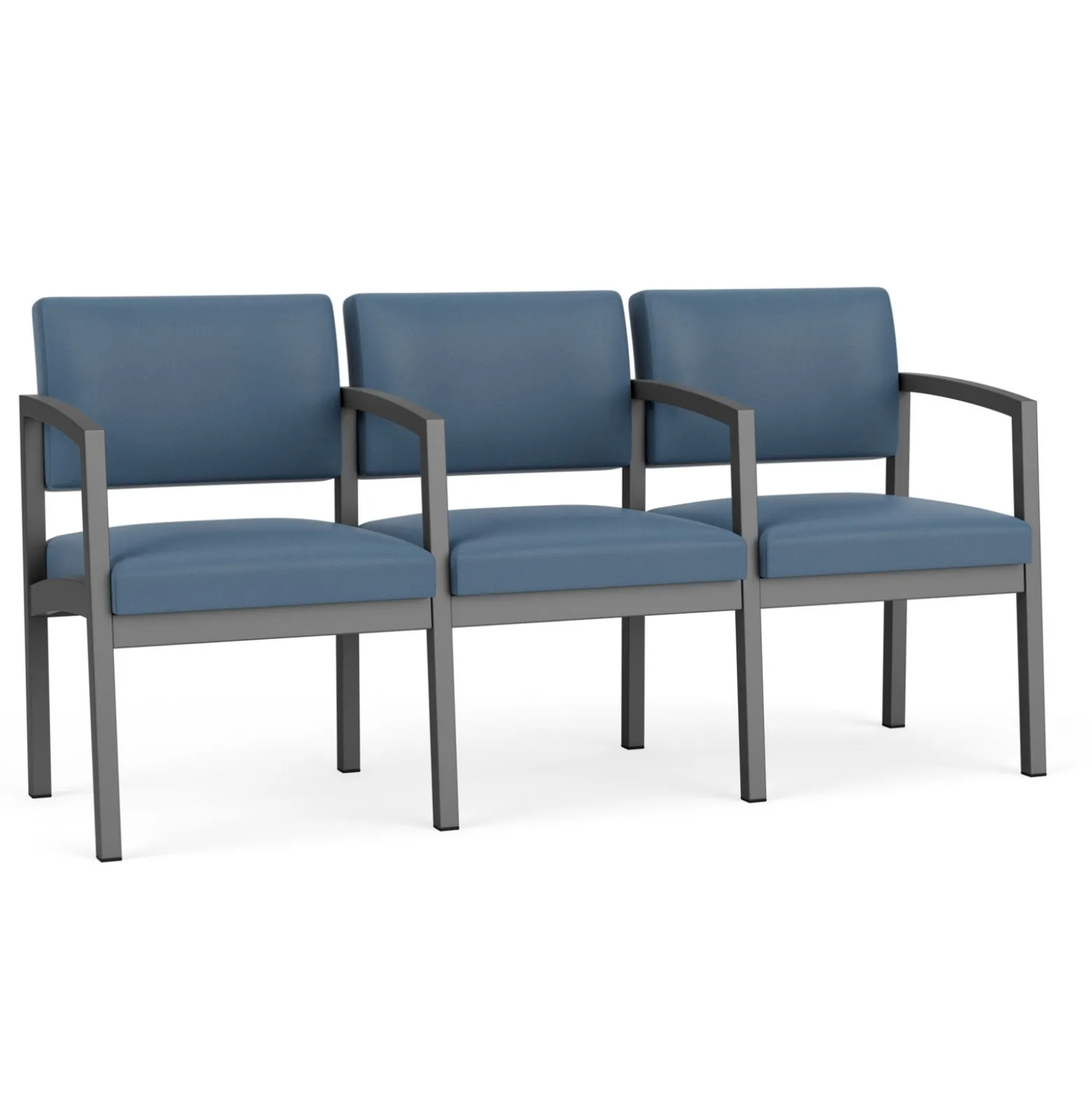 New Castle Steel Three Seat Sofa w/ Center Arms with Standard Upholstery