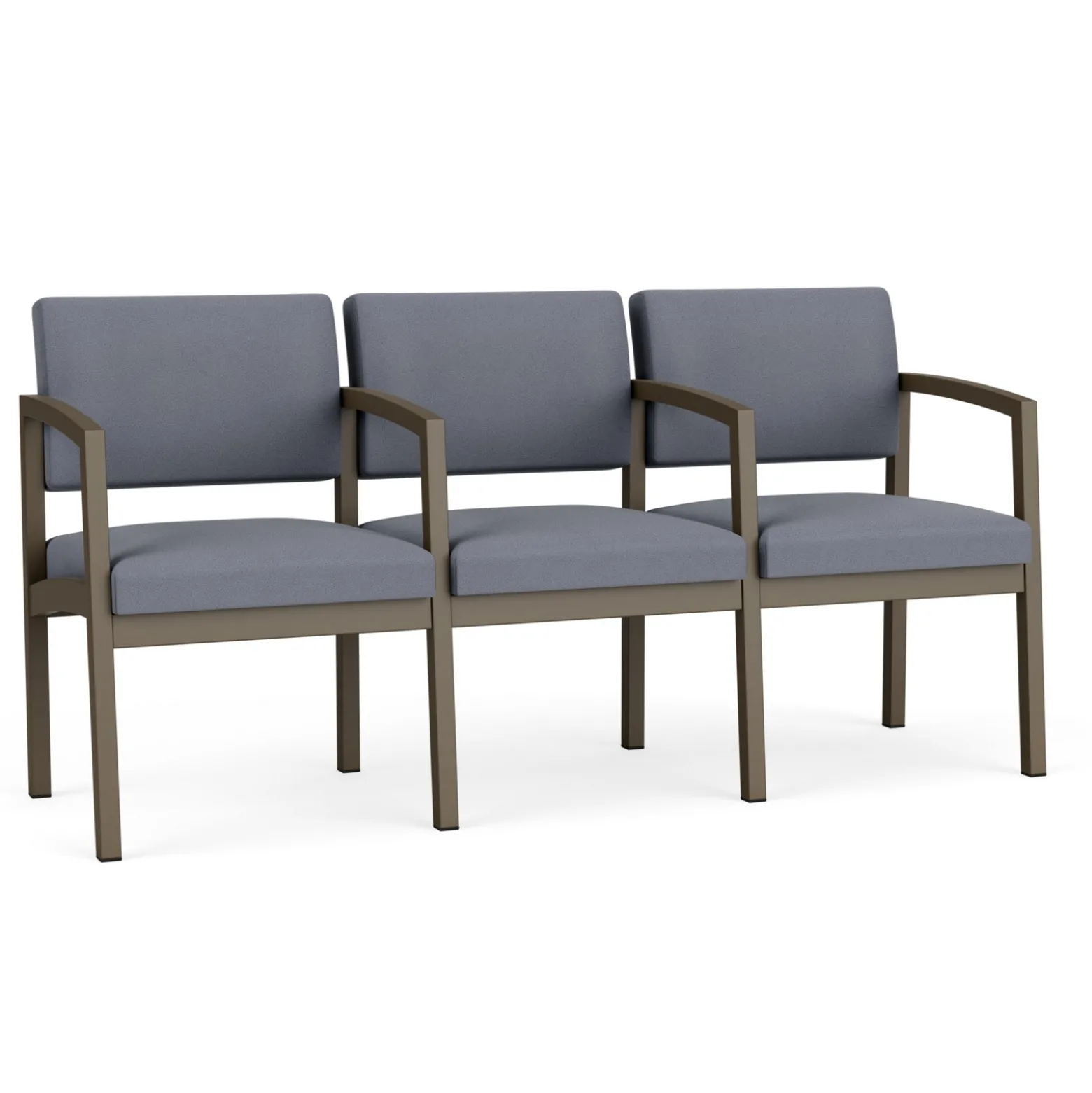 New Castle Steel Three Seat Sofa w/ Center Arms with Standard Upholstery