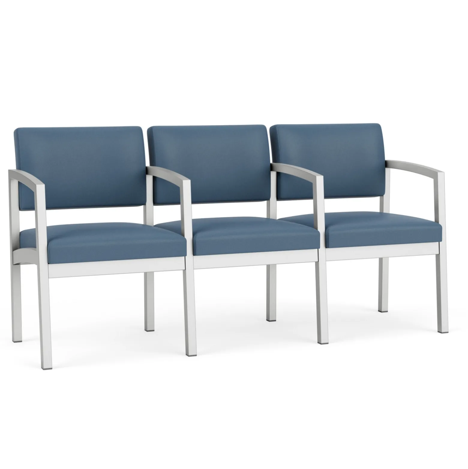 New Castle Steel Three Seat Sofa w/ Center Arms with Standard Upholstery