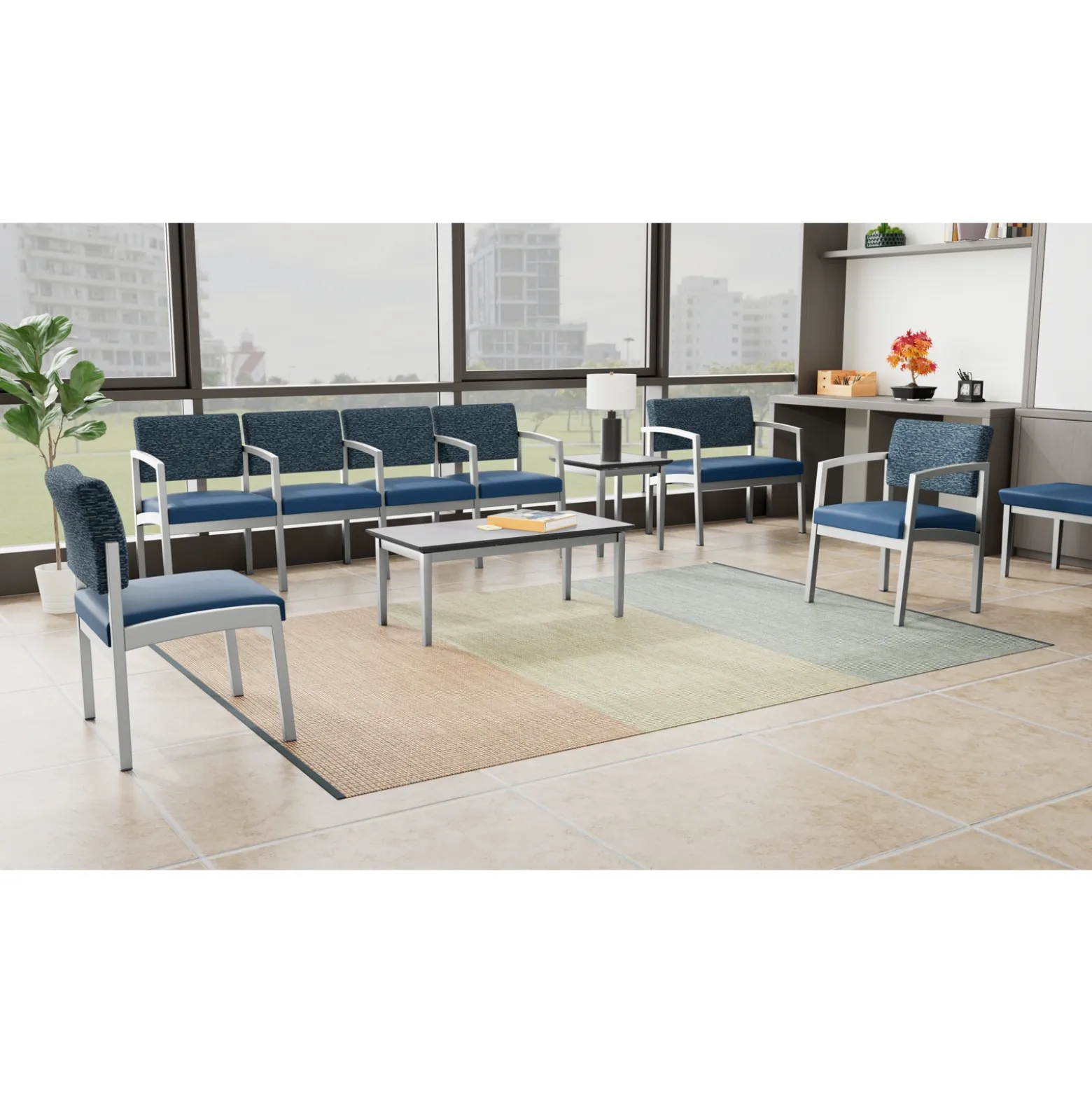 New Castle Steel Two Seat Bench with Standard Upholstery