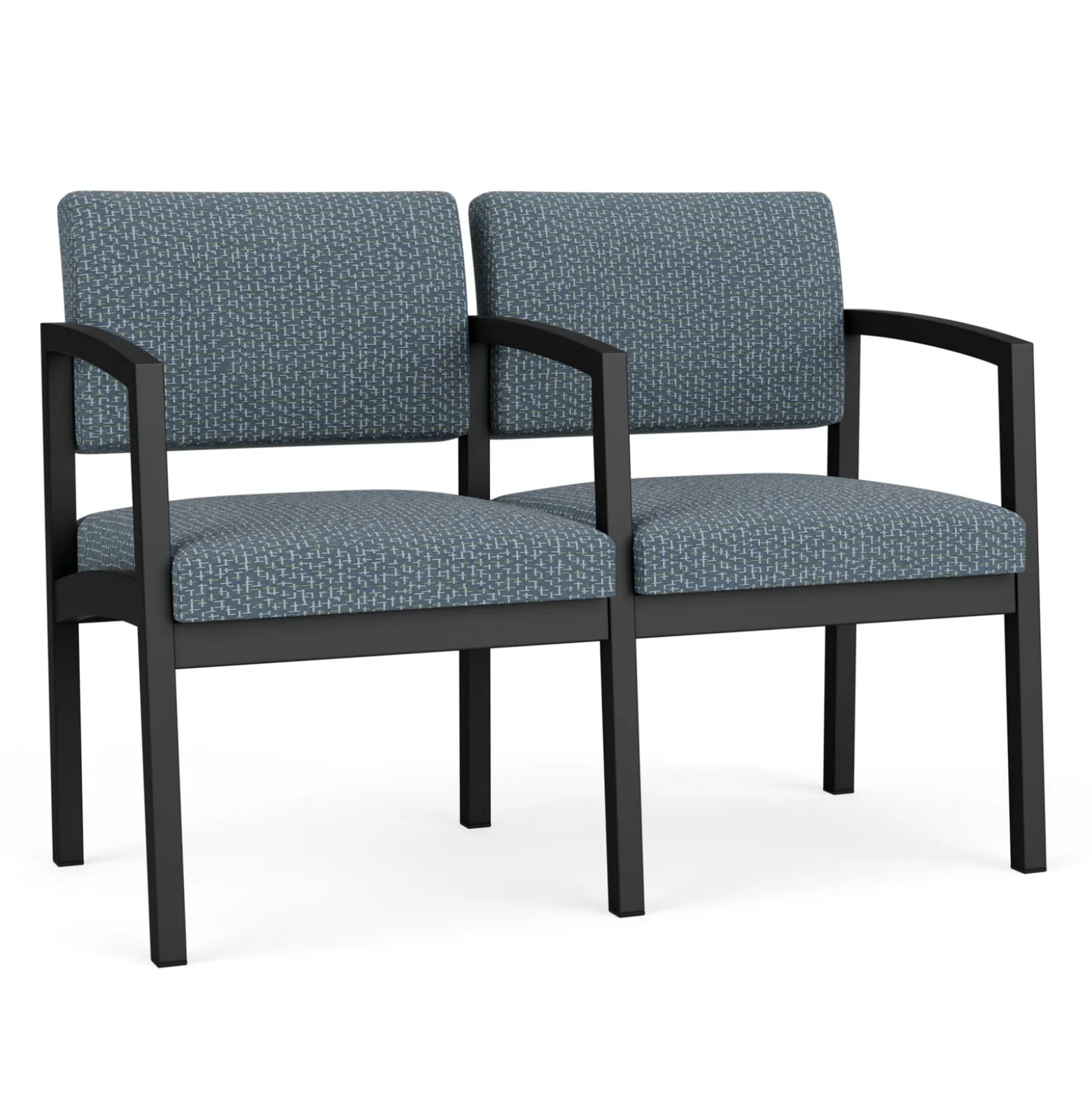 New Castle Steel Two Seat and Center Arm with Designer Upholstery