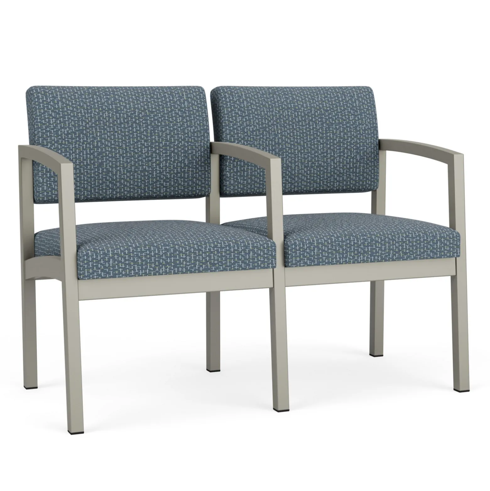 New Castle Steel Two Seat and Center Arm with Designer Upholstery