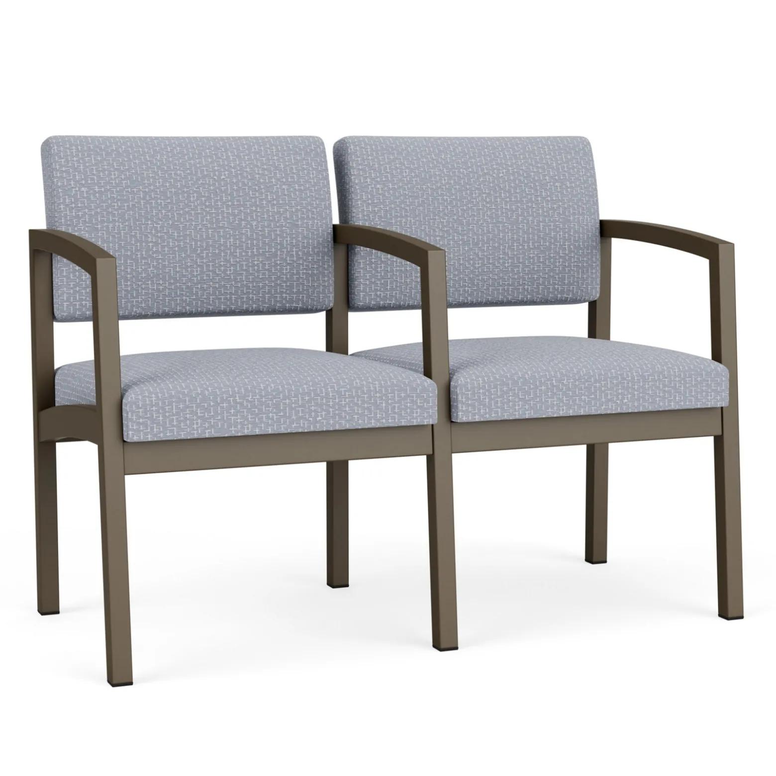 New Castle Steel Two Seat and Center Arm with Designer Upholstery
