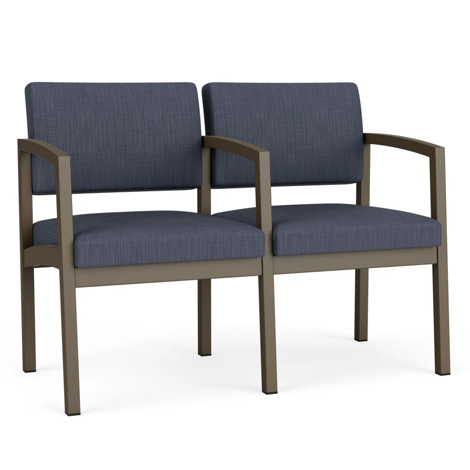 New Castle Steel Two Seat and Center Arm with Designer Upholstery