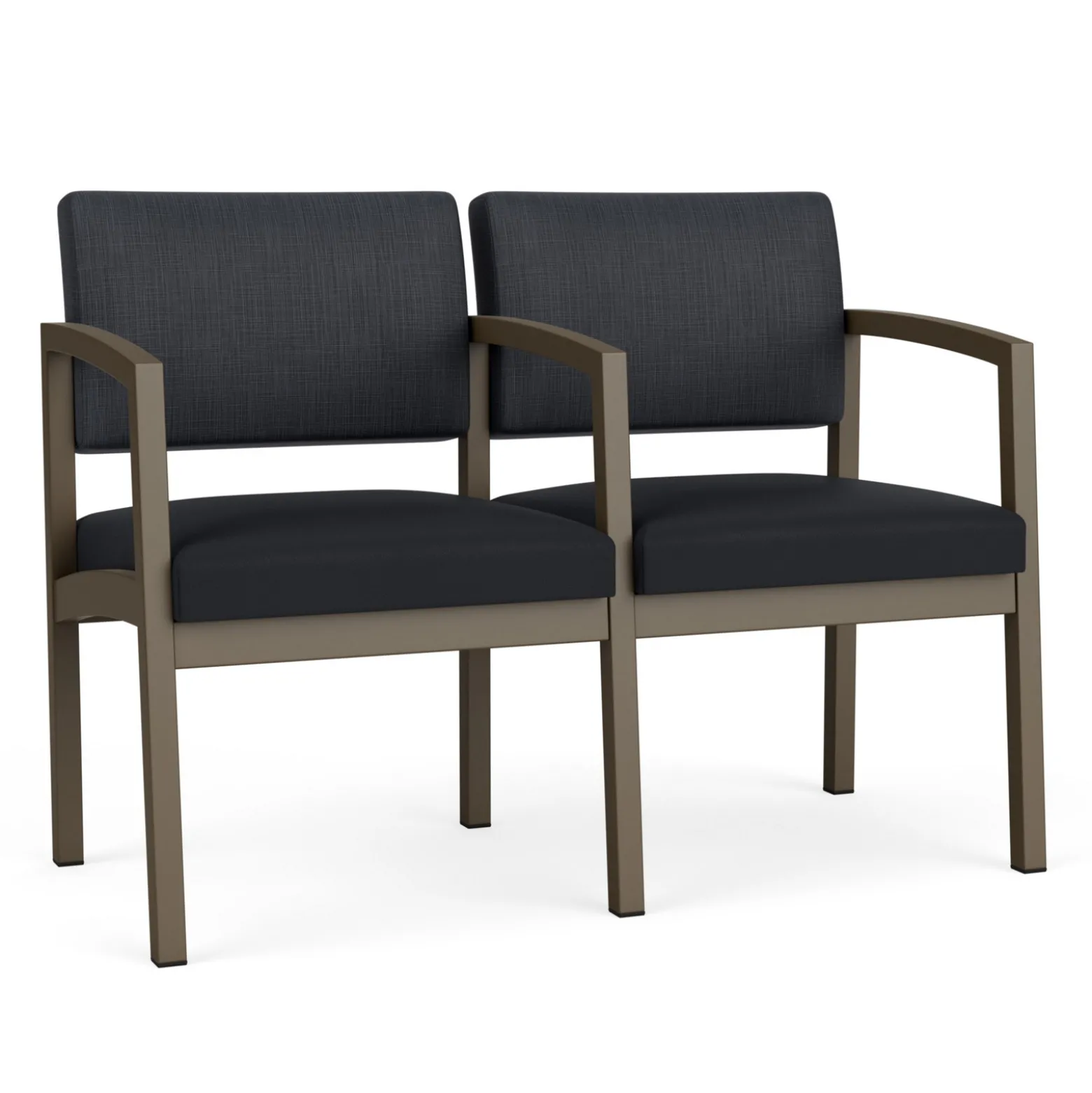 New Castle Steel Two Seat and Center Arm with Designer Upholstery