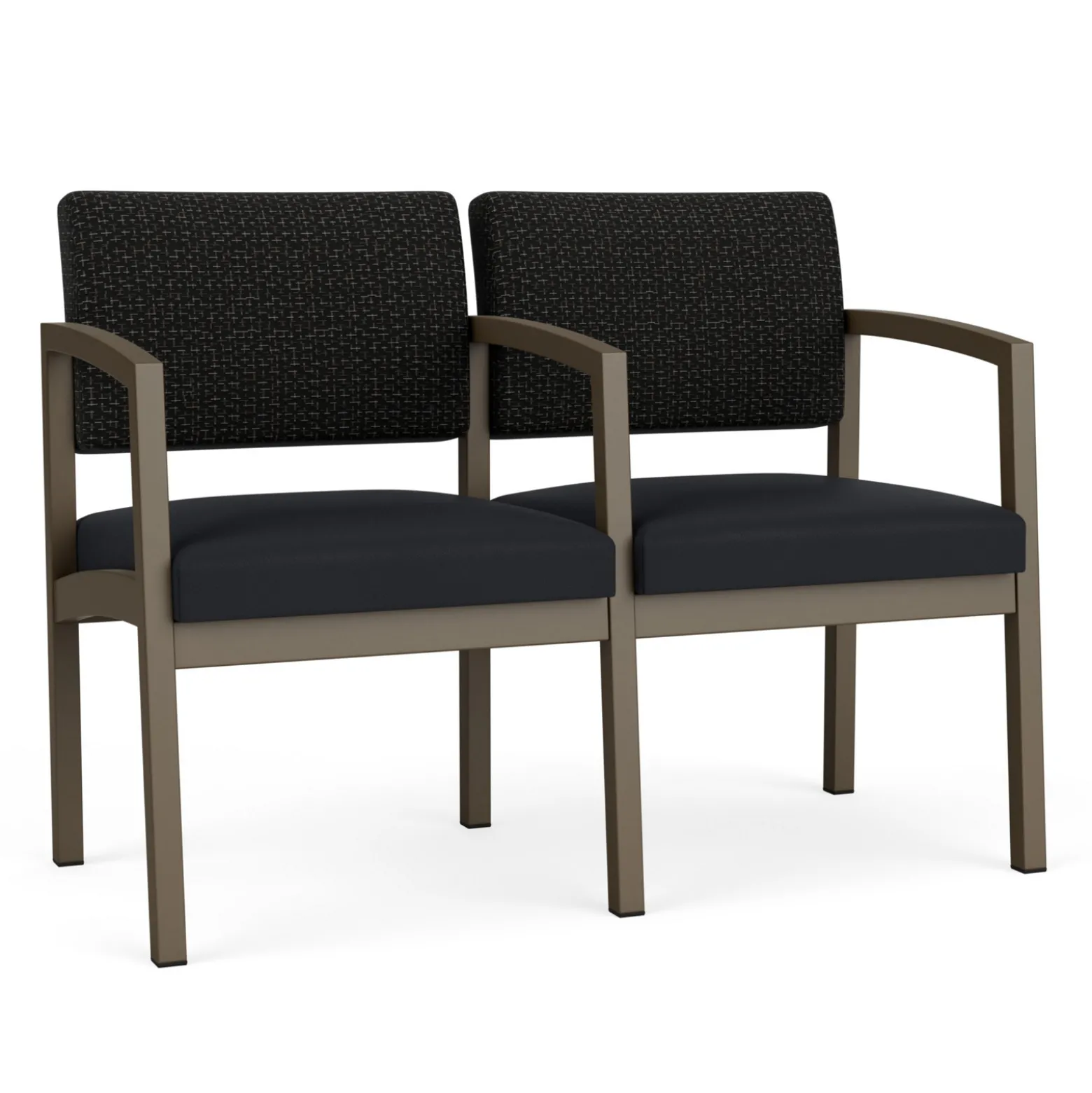 New Castle Steel Two Seat and Center Arm with Designer Upholstery