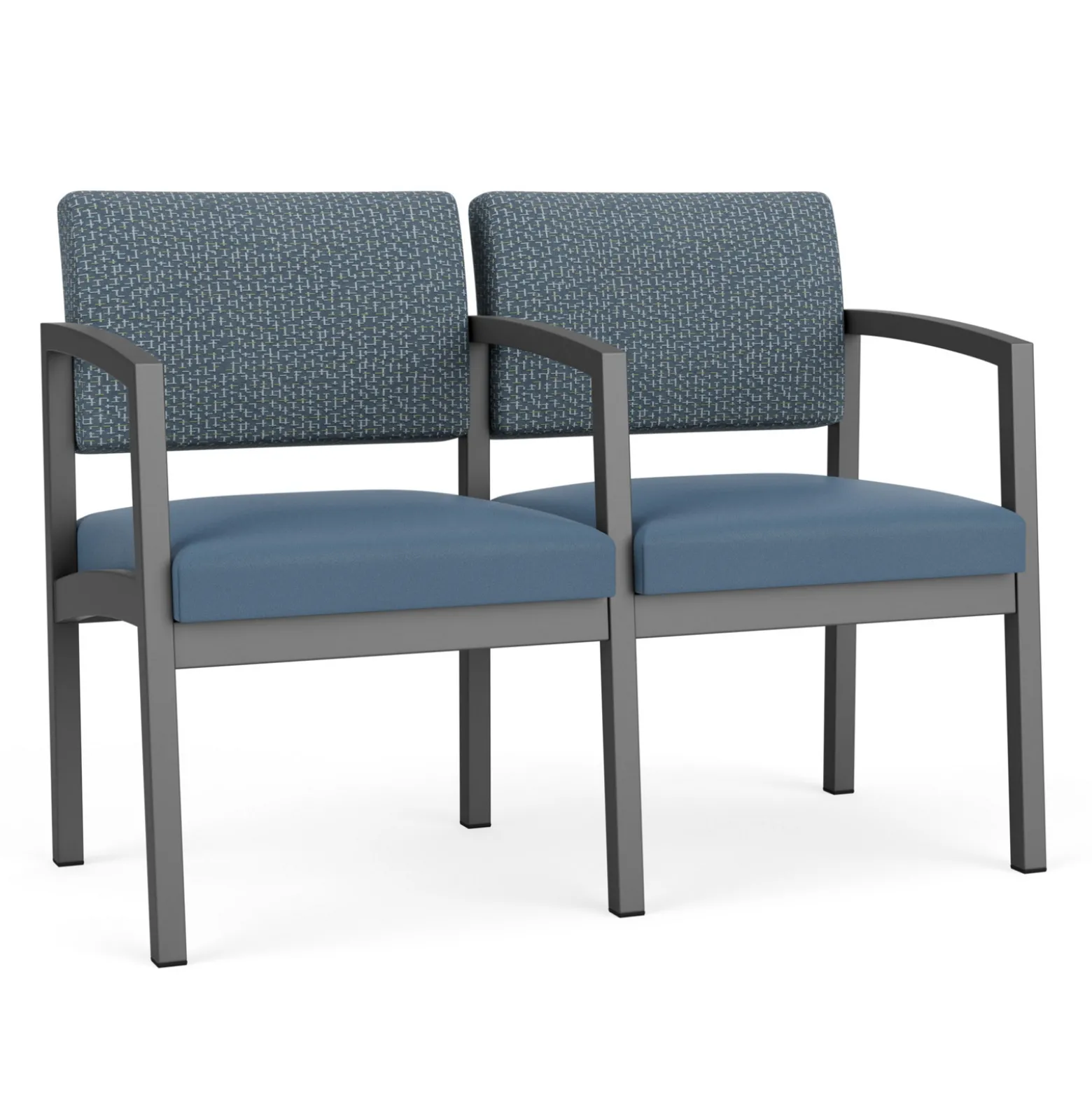 New Castle Steel Two Seat and Center Arm with Designer Upholstery
