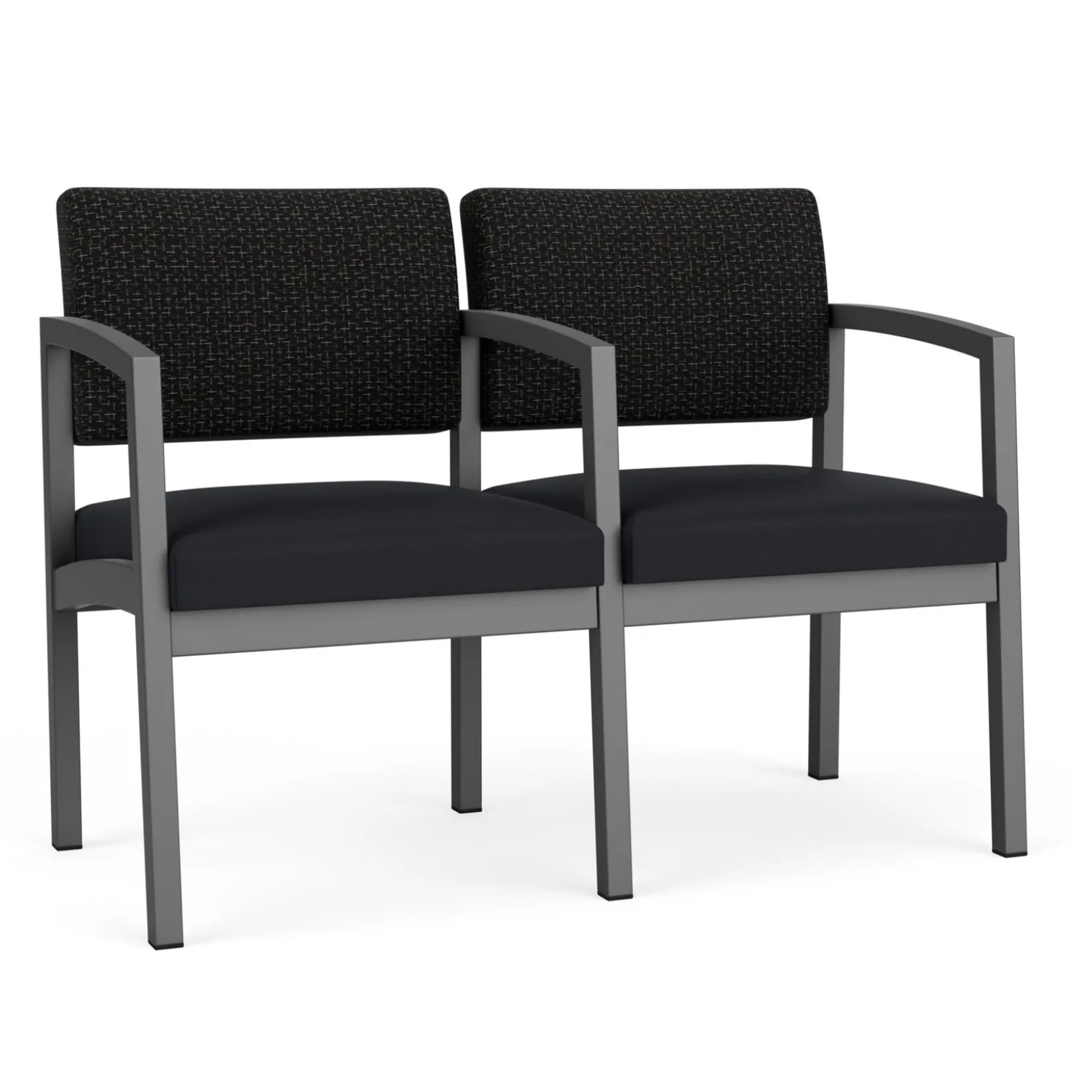 New Castle Steel Two Seat and Center Arm with Designer Upholstery