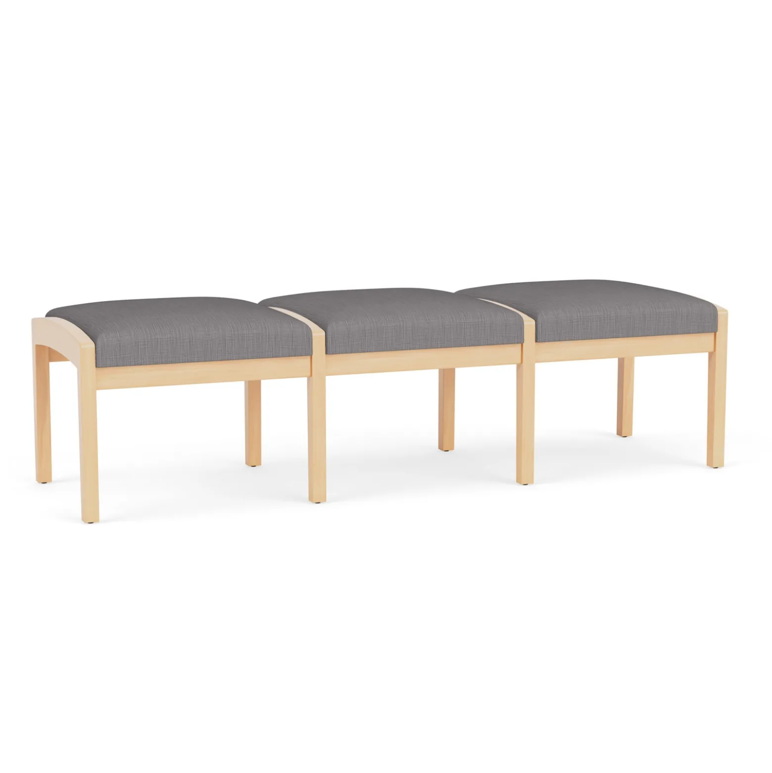 New Castle Wood 3 Seat Bench with Designer Upholstery