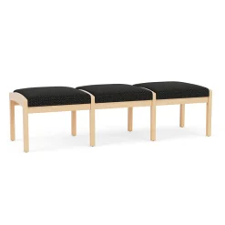 New Castle Wood 3 Seat Bench with Designer Upholstery