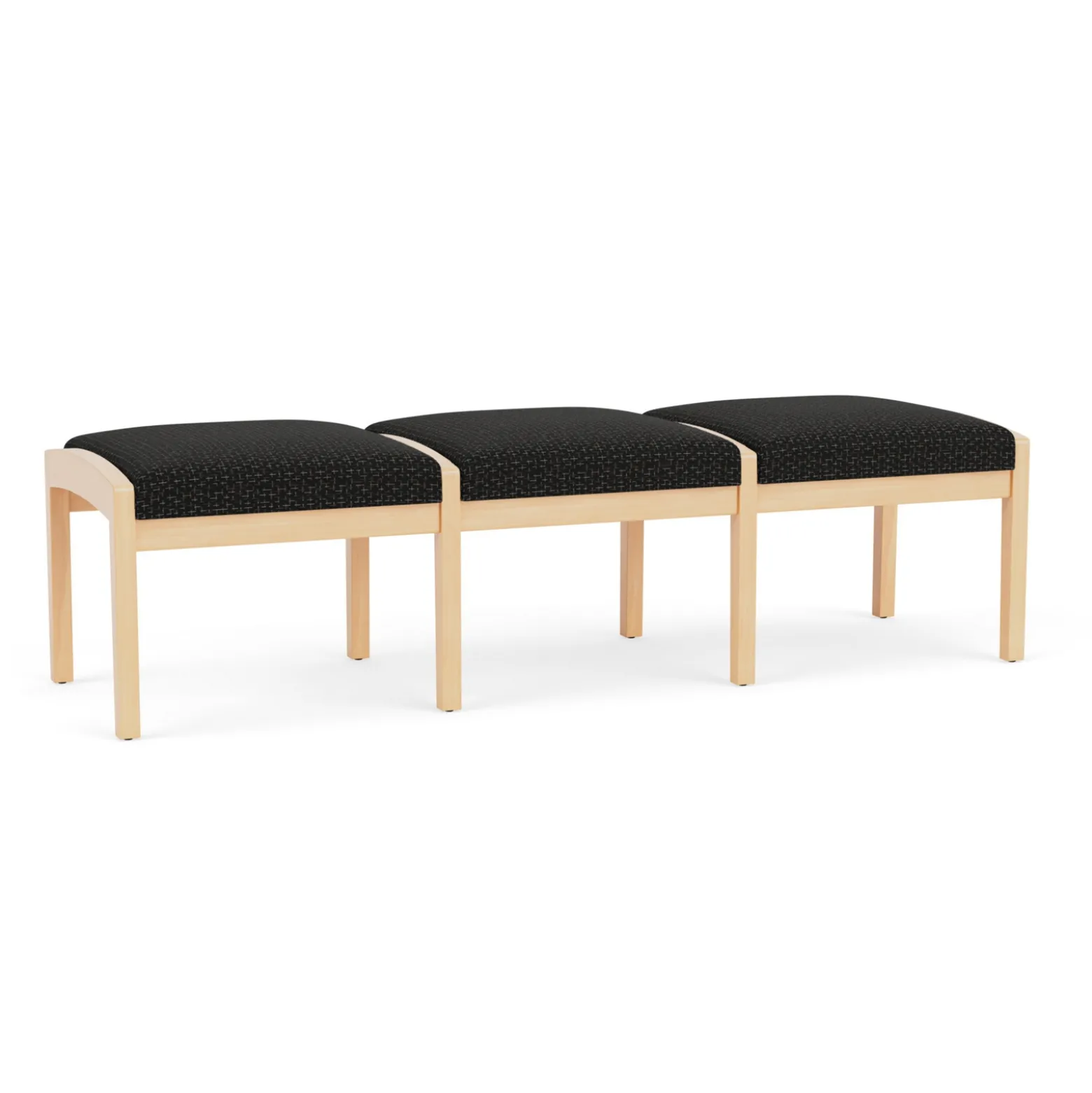 New Castle Wood 3 Seat Bench with Designer Upholstery