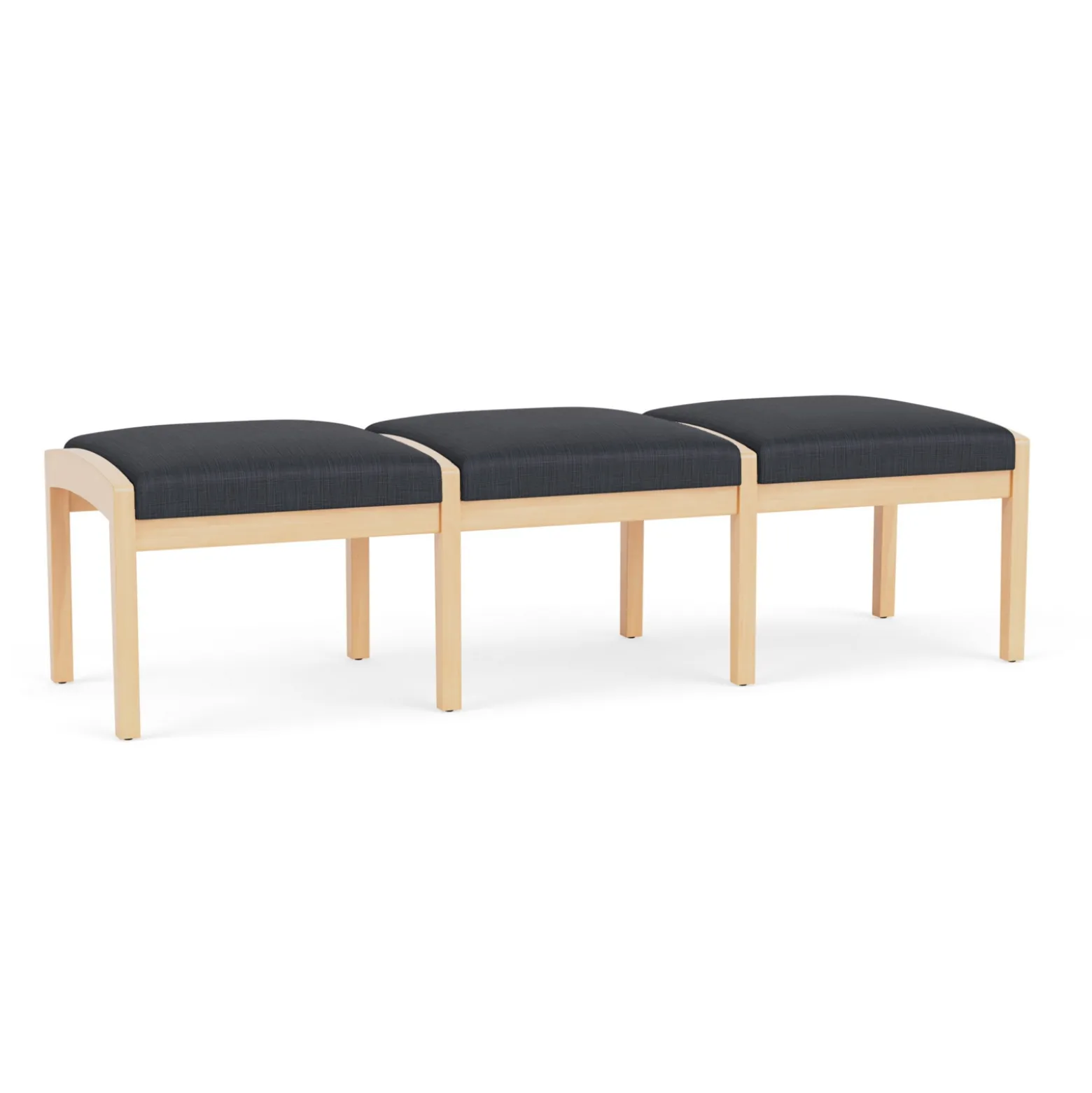New Castle Wood 3 Seat Bench with Designer Upholstery
