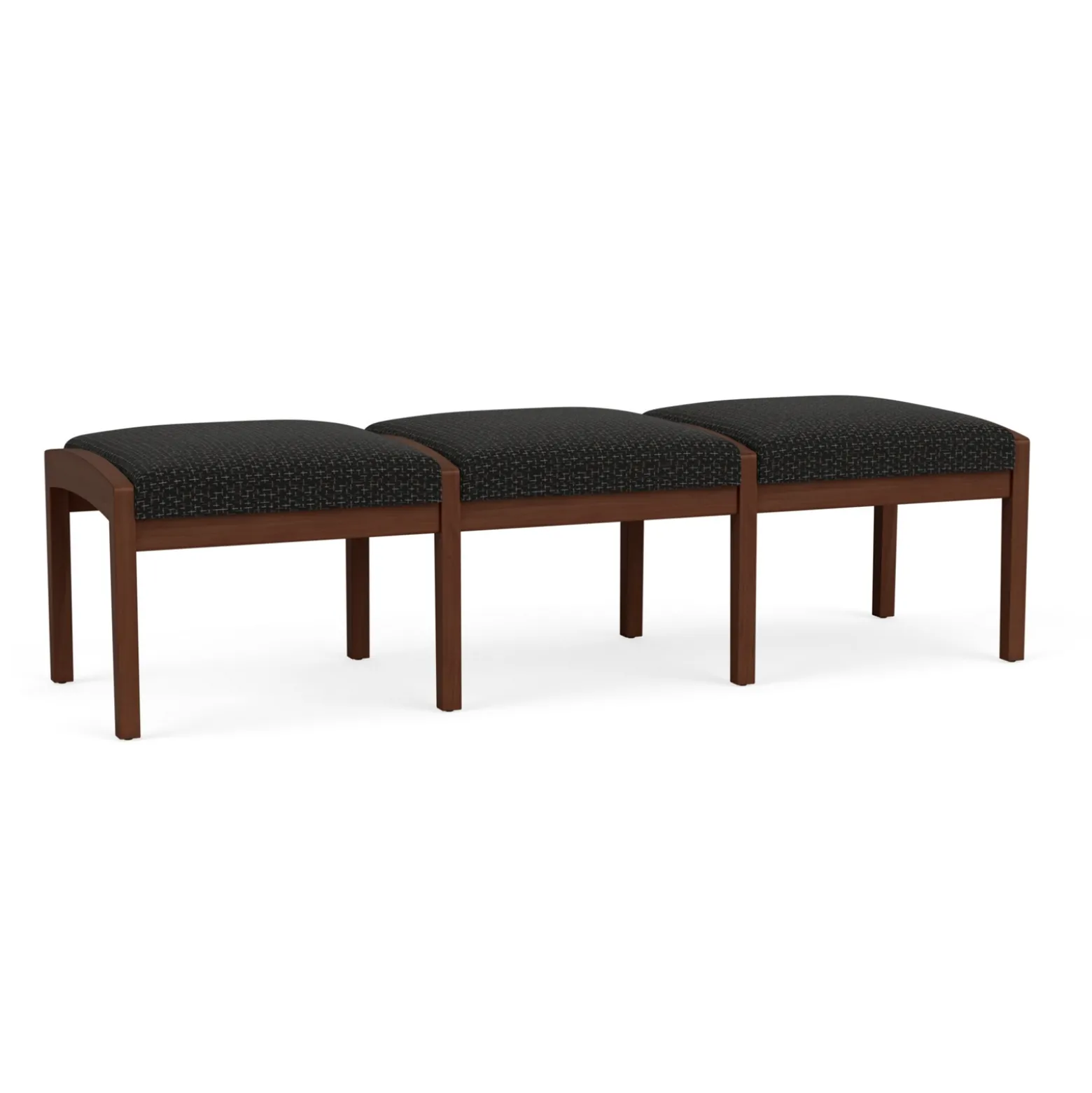 New Castle Wood 3 Seat Bench with Designer Upholstery