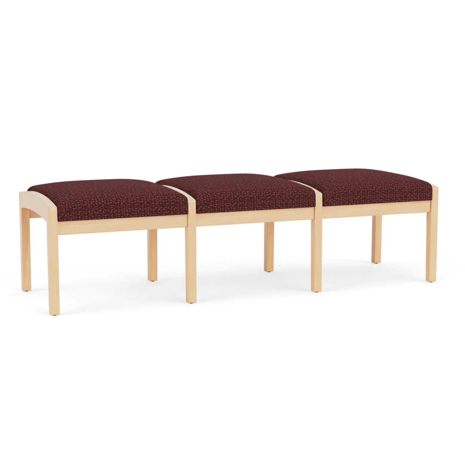 New Castle Wood 3 Seat Bench with Designer Upholstery
