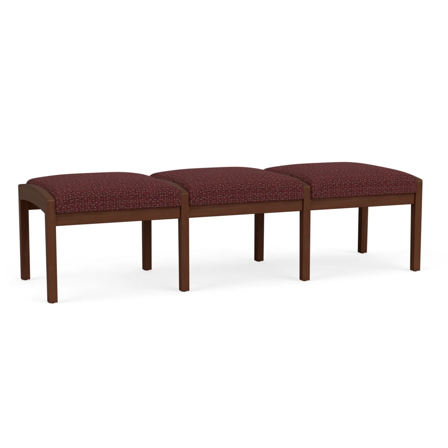 New Castle Wood 3 Seat Bench with Designer Upholstery