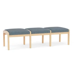 New Castle Wood 3 Seat Bench with Designer Upholstery