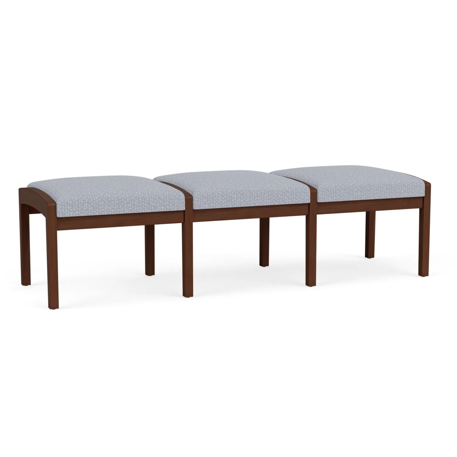 New Castle Wood 3 Seat Bench with Designer Upholstery