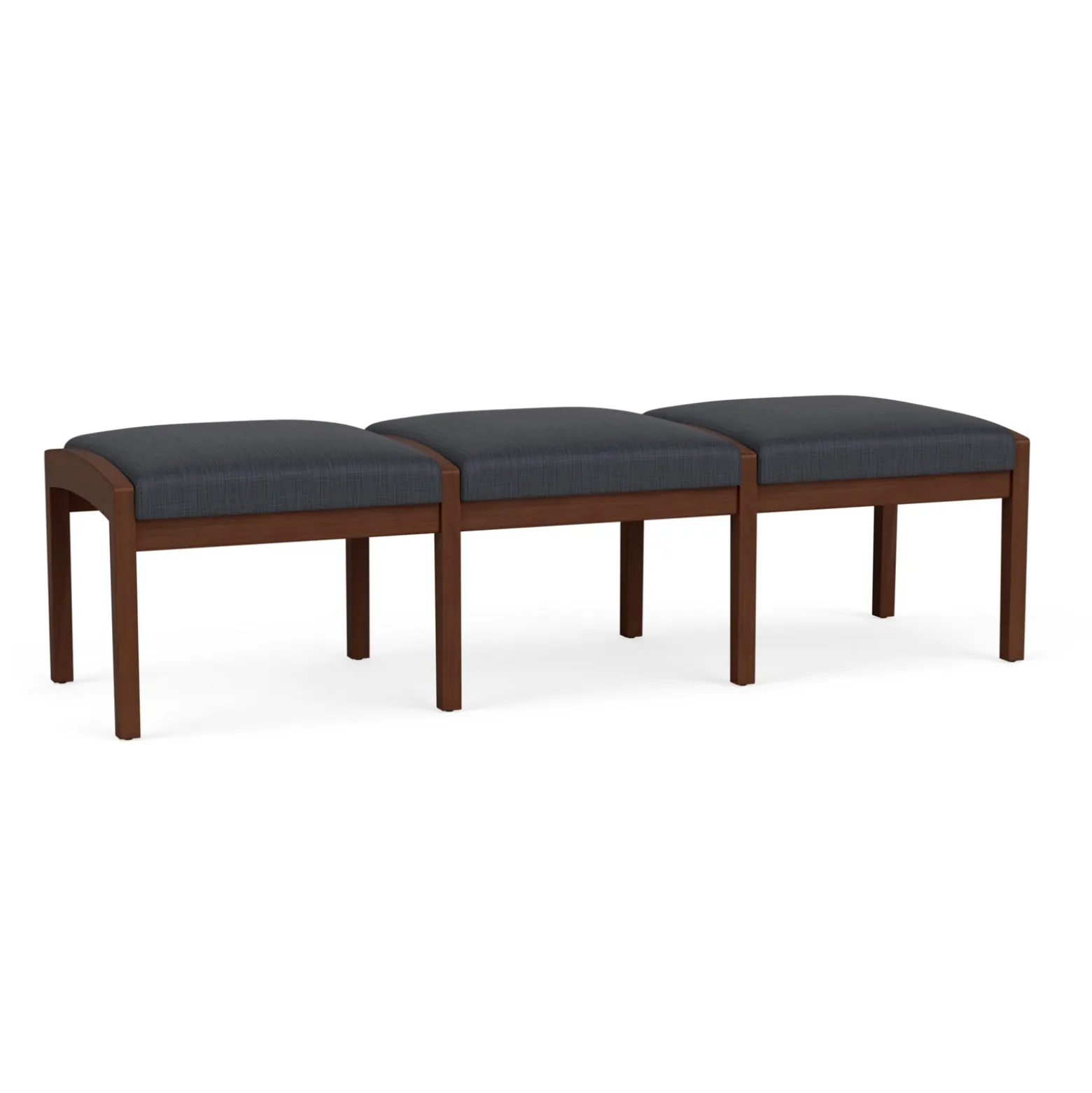 New Castle Wood 3 Seat Bench with Designer Upholstery