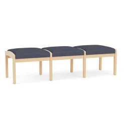 New Castle Wood 3 Seat Bench with Designer Upholstery