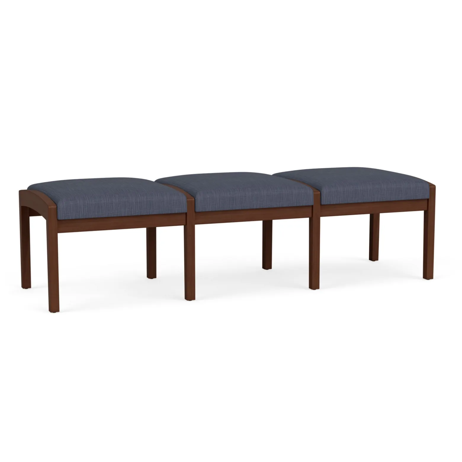 New Castle Wood 3 Seat Bench with Designer Upholstery