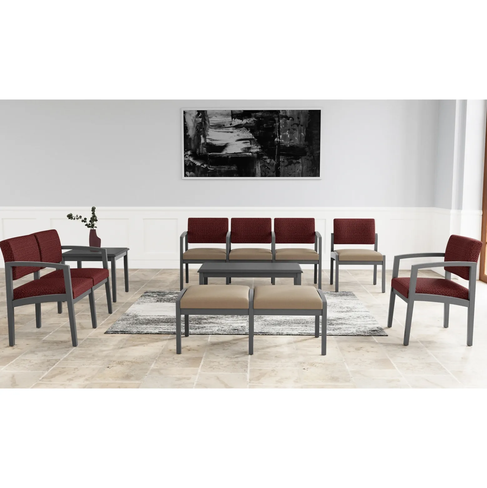 New Castle Wood 1 Seat Bench with Standard Upholstery