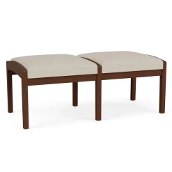 New Castle Wood 2 Seat Bench with Designer Upholstery