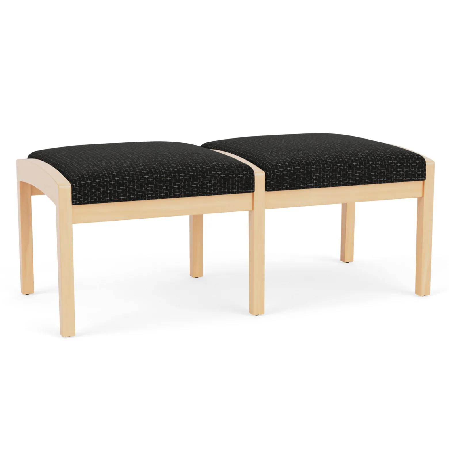 New Castle Wood 2 Seat Bench with Designer Upholstery