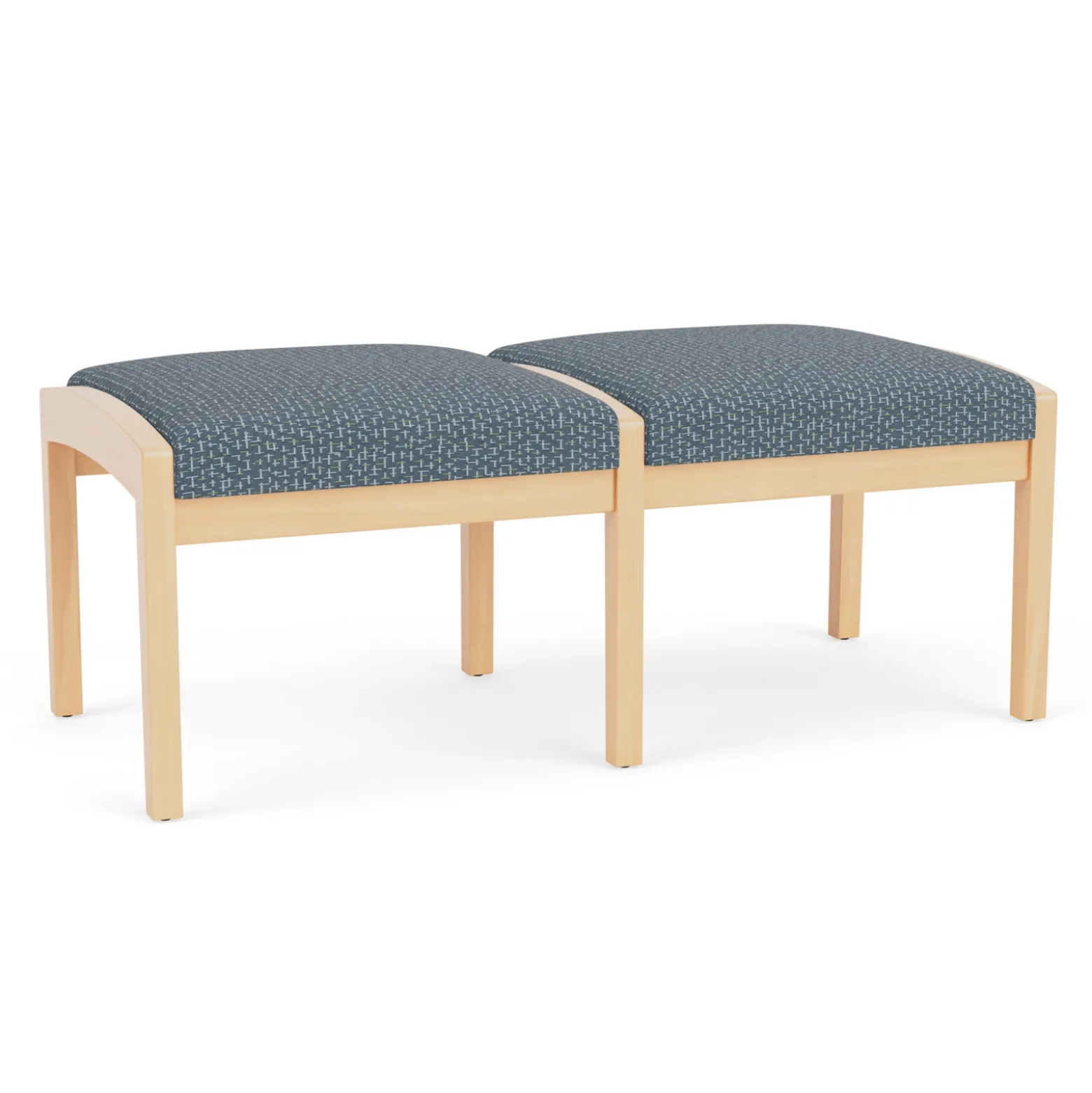 New Castle Wood 2 Seat Bench with Designer Upholstery