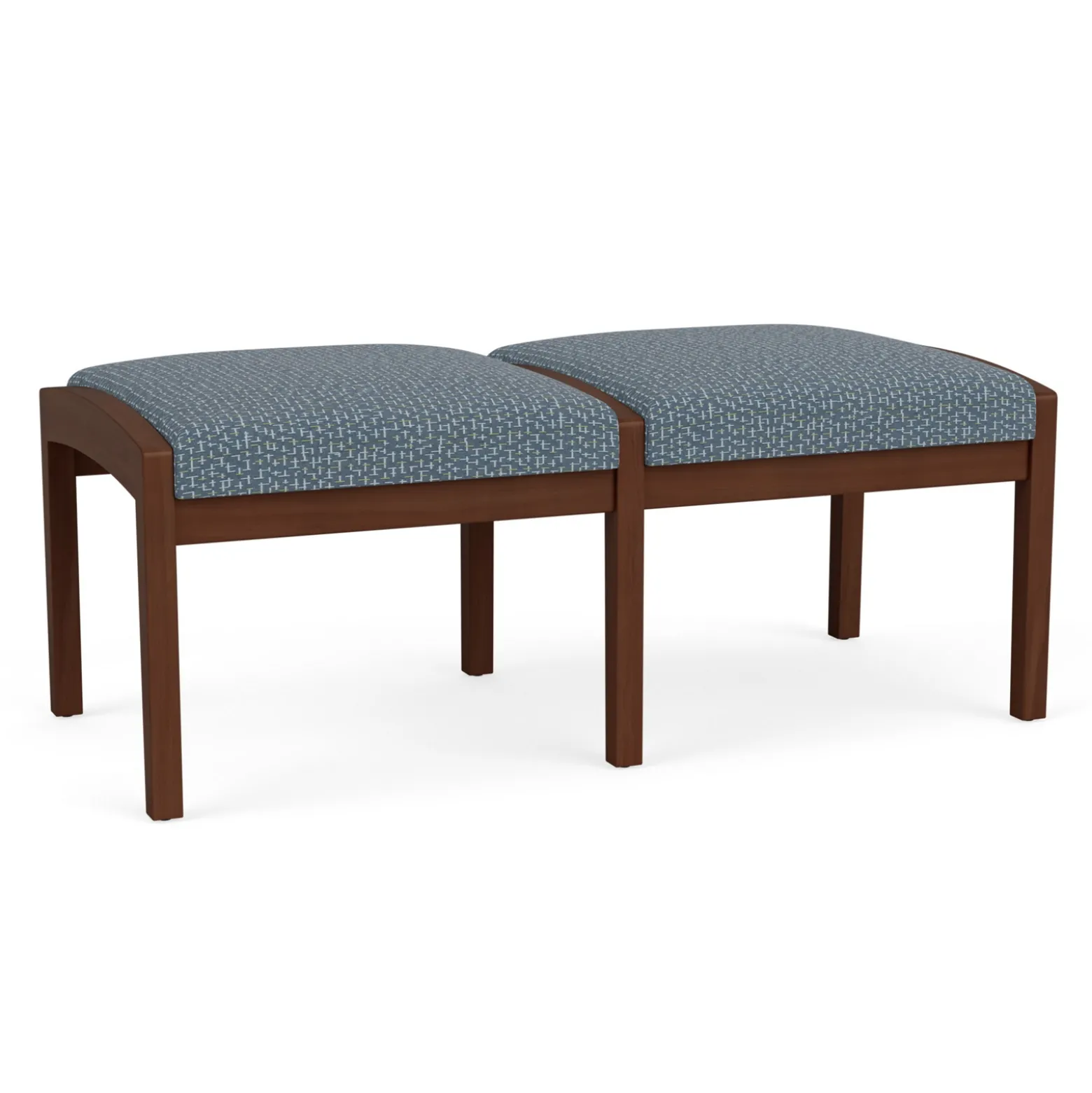 New Castle Wood 2 Seat Bench with Designer Upholstery