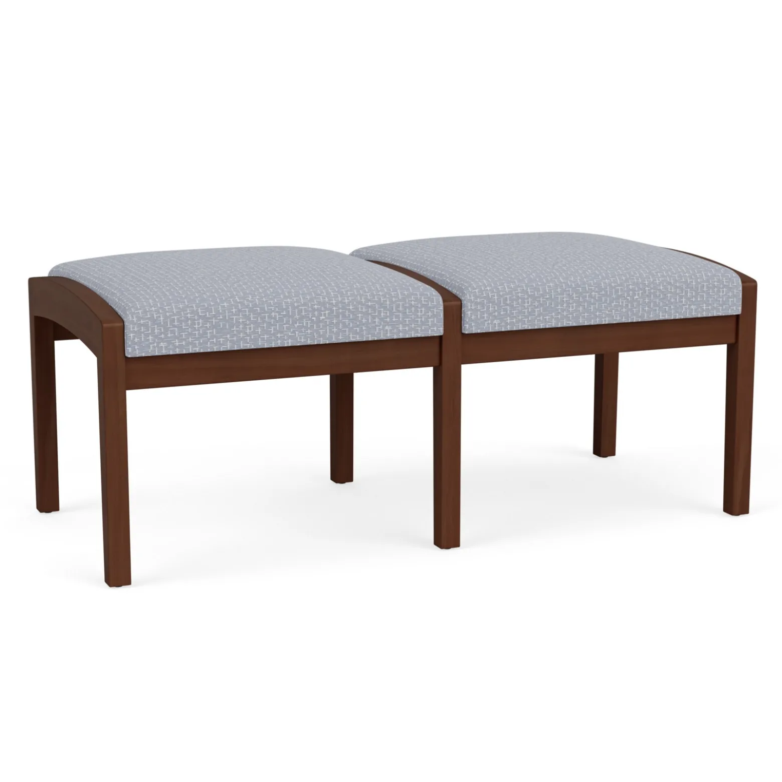 New Castle Wood 2 Seat Bench with Designer Upholstery