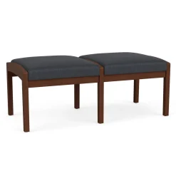 New Castle Wood 2 Seat Bench with Designer Upholstery